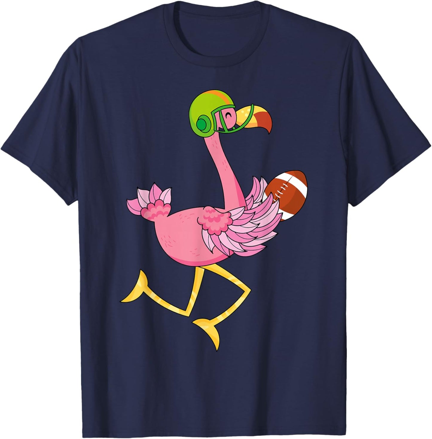 Flamingo Football Flamingo Playing Football T-Shirt - T-Shirt | Navy