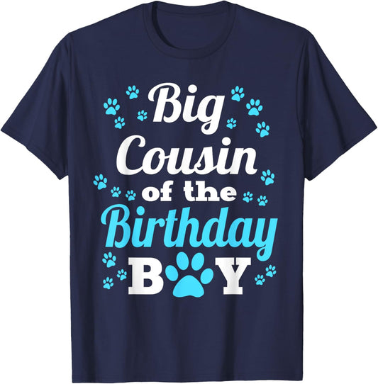 Big Cousin Of The Birthday Boy Dog Paw Bday Party T-Shirt - T-Shirt | Navy