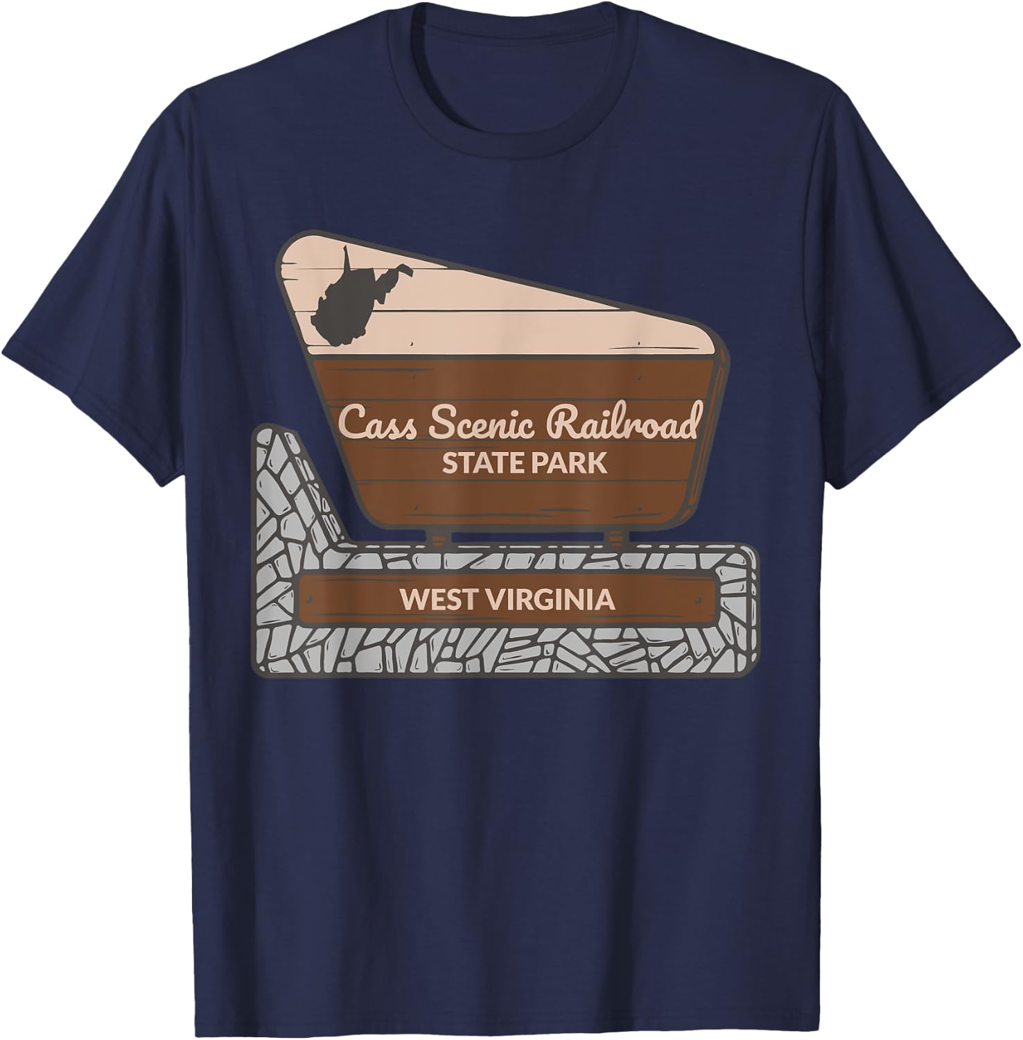 Cass Scenic Railroad State Park West Virginia Welcome Sign T-Shirt - T-Shirt | Navy