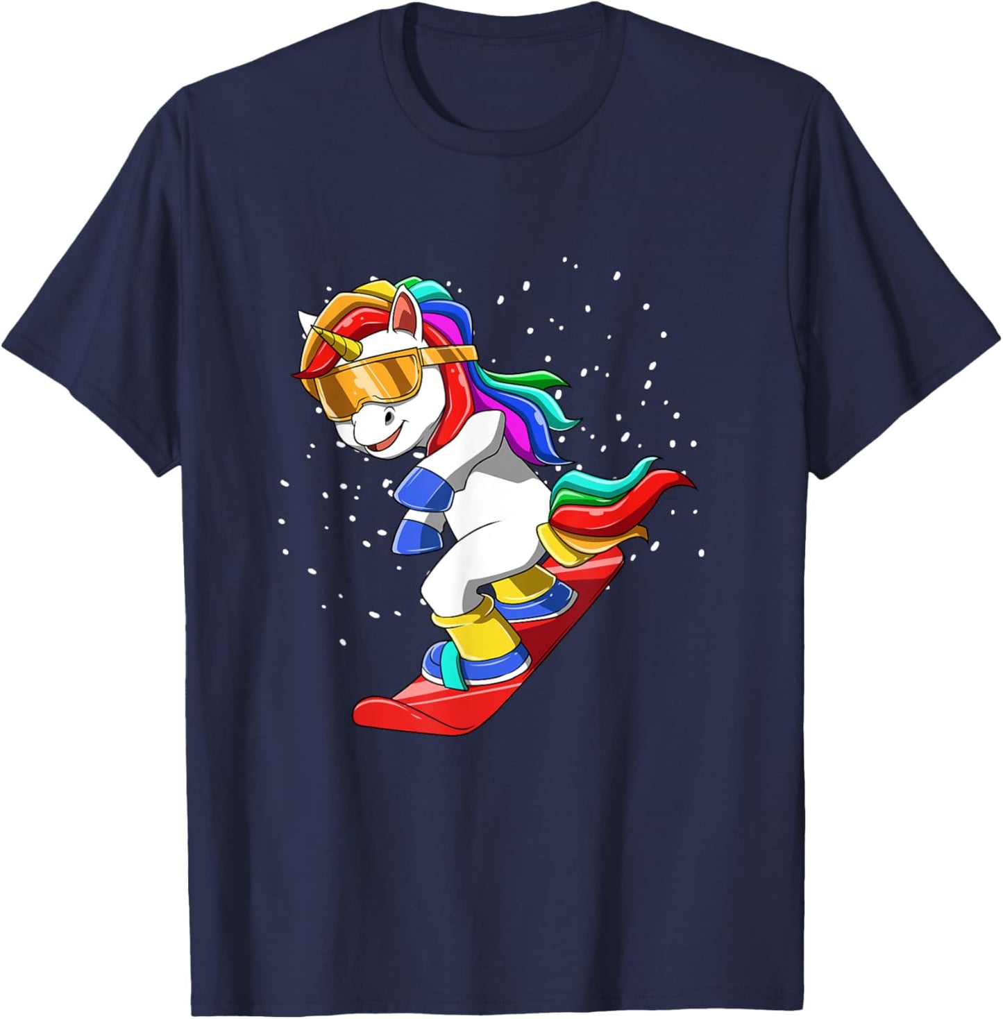 Unicorn on Snowboard - Funny Ski and Wintersports T-Shirt - T-Shirt | Navy