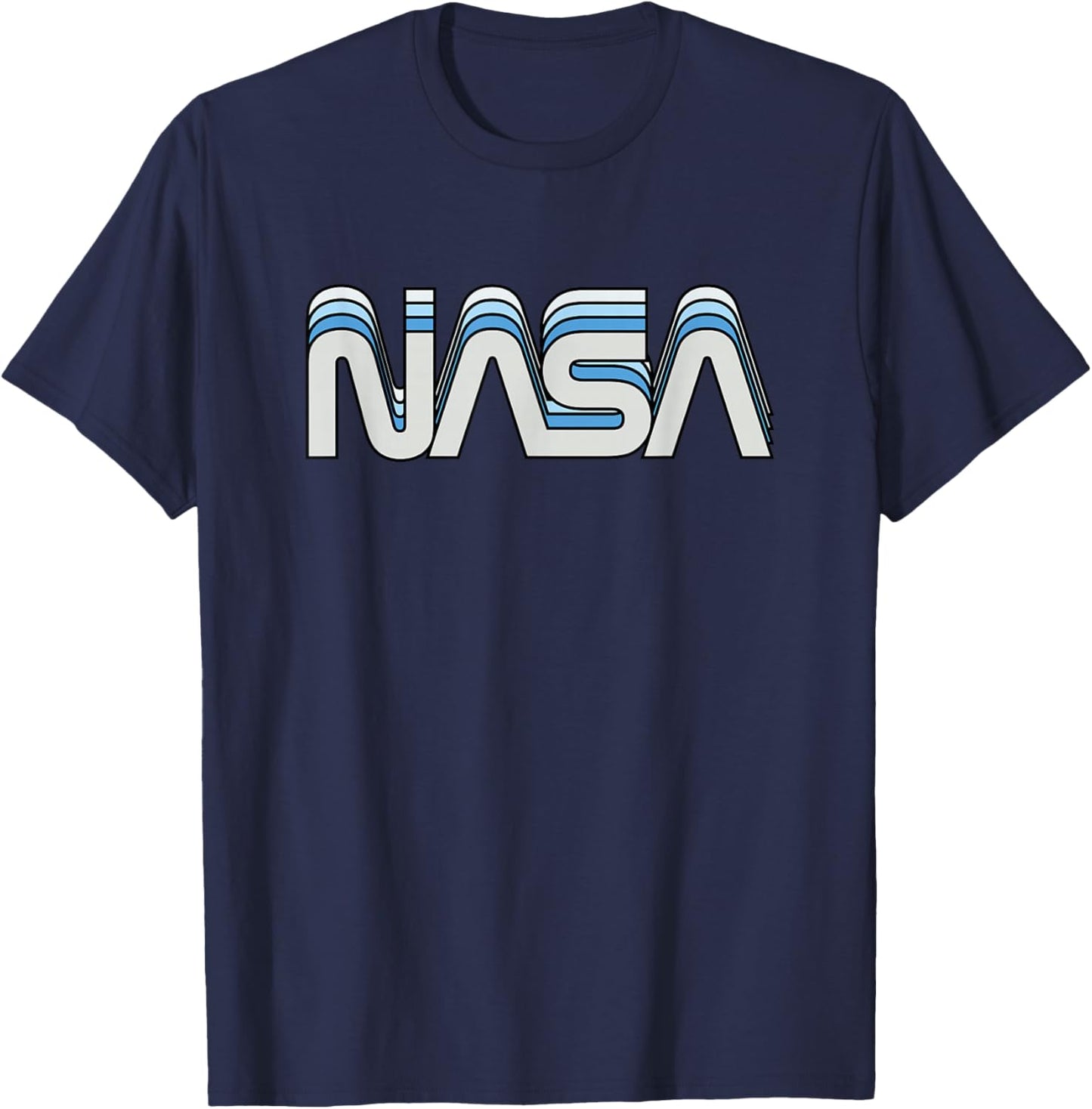 80s 90s Vintage Retro NASA Worm Logo Vintage NASA Gift T-Shirt - T-Shirt | Navy