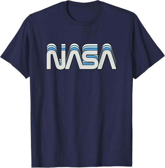80s 90s Vintage Retro NASA Worm Logo Vintage NASA Gift T-Shirt - T-Shirt | Navy