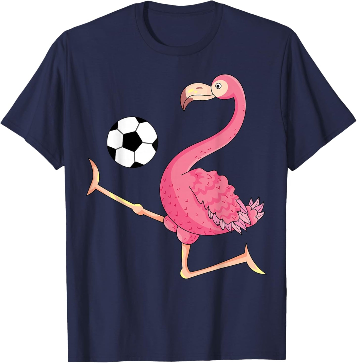 Funny Flamingo Playing Soccer Flamingo Soccer T-Shirt - T-Shirt | Navy