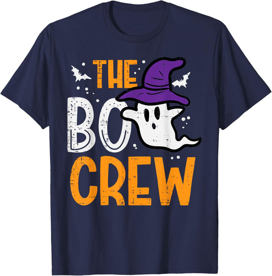 Halloween Ghost The Boo Crew Costume Matching Women Kids Men T-Shirt - T-Shirt | Navy