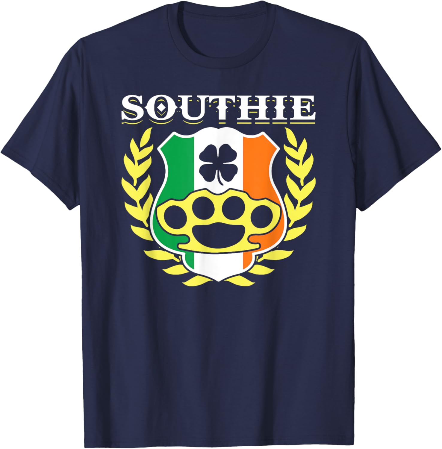 Southie Irish Flag Celebration St Patricks Day Cool Novelty T-Shirt - T-Shirt | Navy