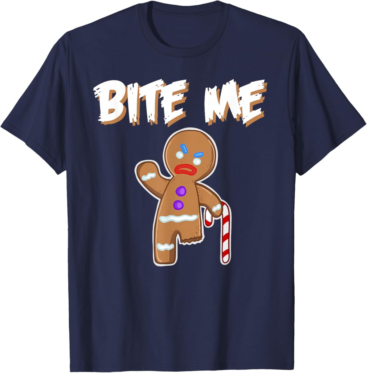 Bite Me angry gingerbread man Bite Me T-Shirt - T-Shirt | Navy