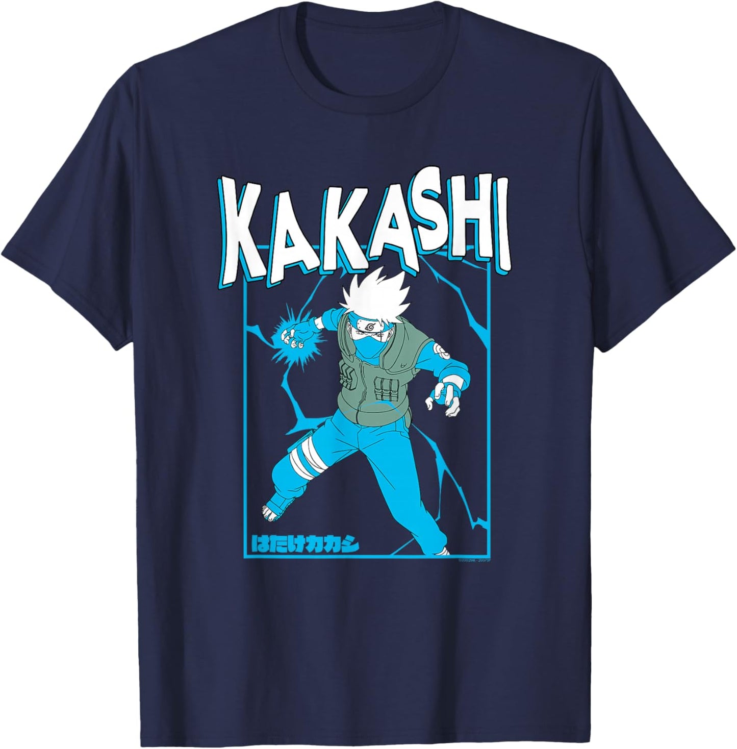Naruto Shippuden Kakashi Chidori Lightning Sketch Anime T-Shirt - T-Shirt | Navy