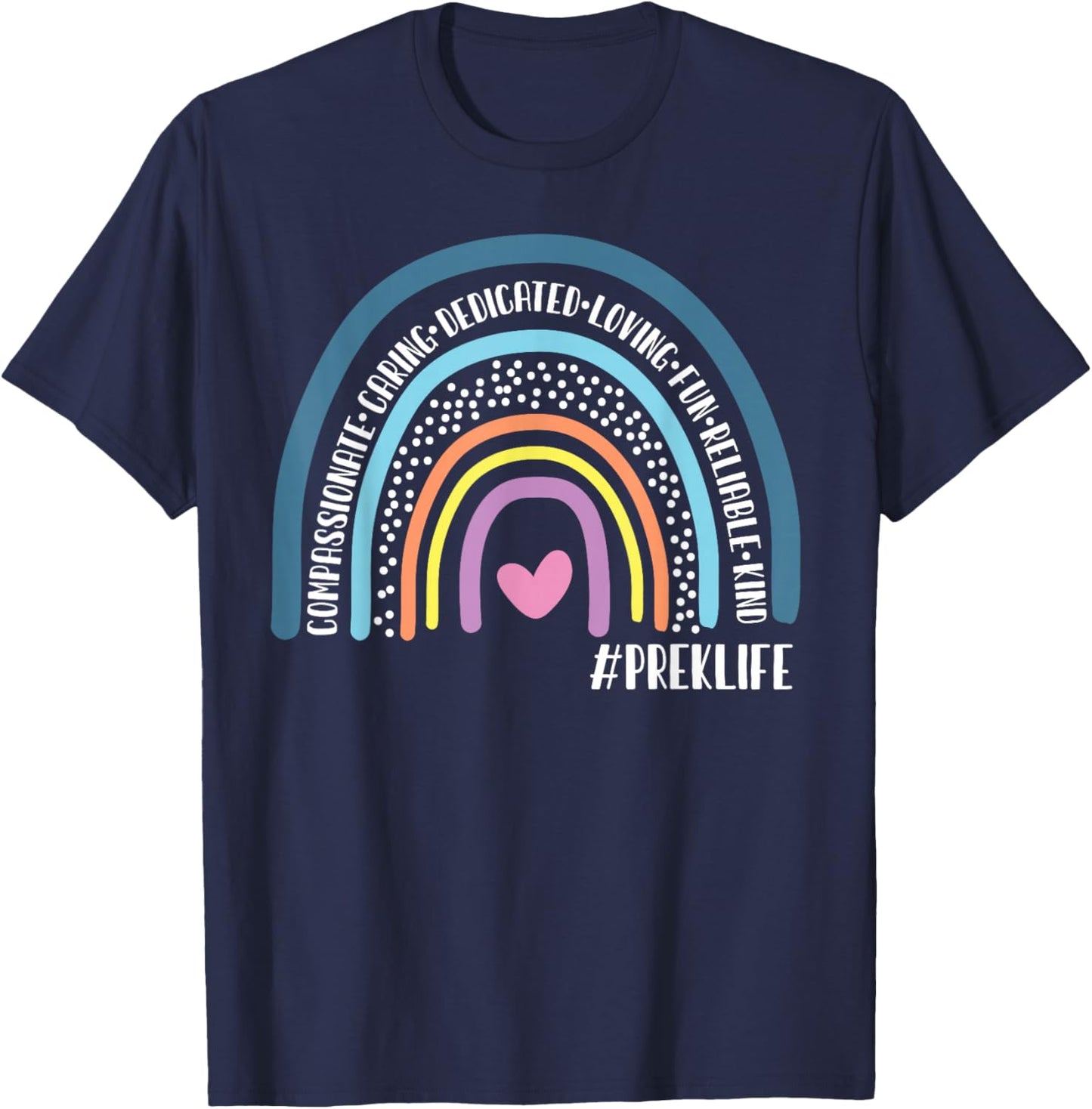 Pre-K Teacher Cute Rainbow T-Shirt - T-Shirt | Navy