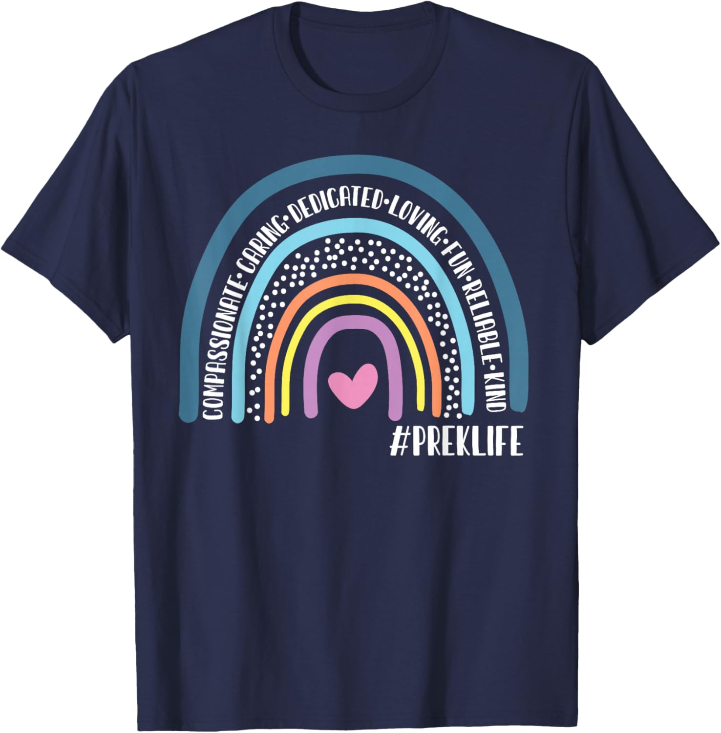 Pre-K Teacher Cute Rainbow T-Shirt - T-Shirt | Navy
