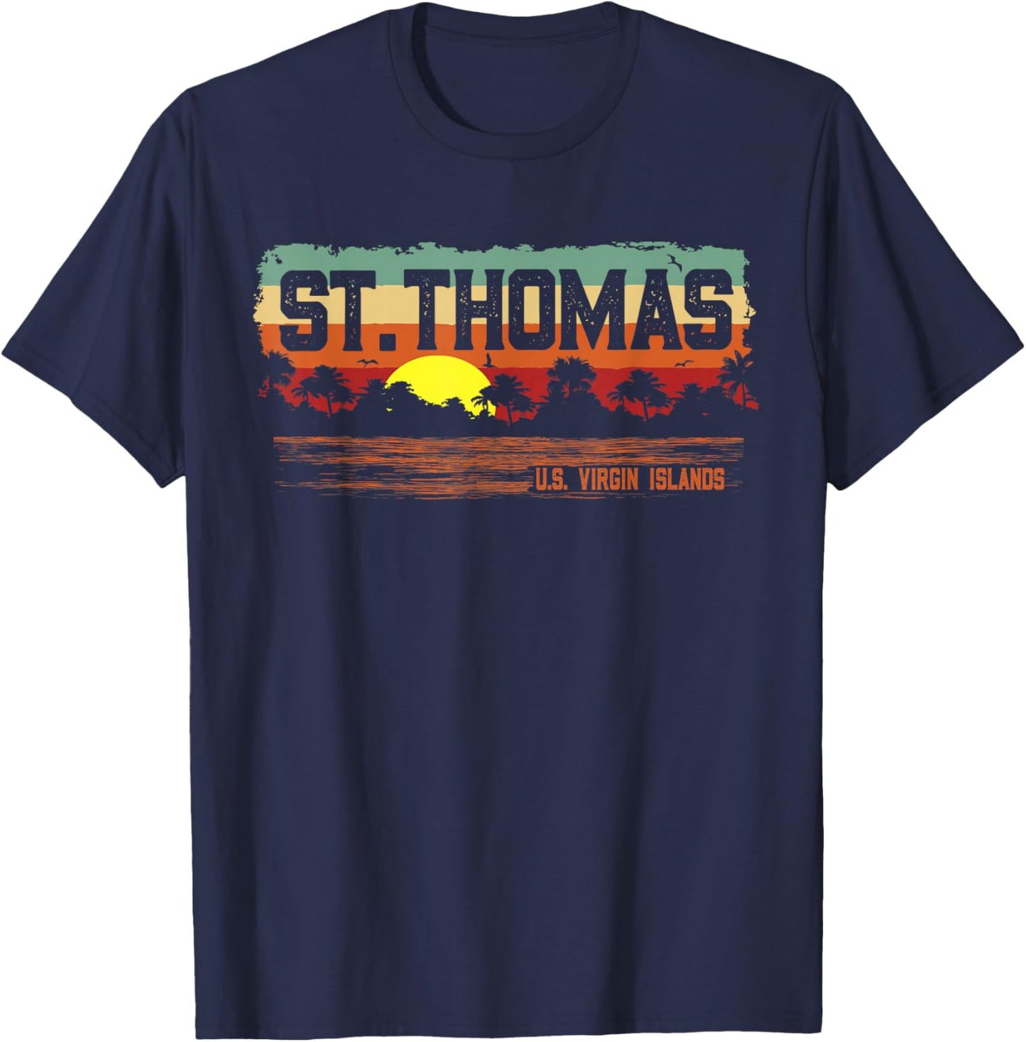 Vintage Sunset St. Thomas USVI T-Shirt - T-Shirt | Navy