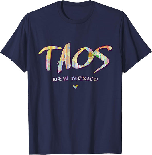 Taos New Mexico - Taos NM Watercolor Logo T-Shirt - T-Shirt | Navy