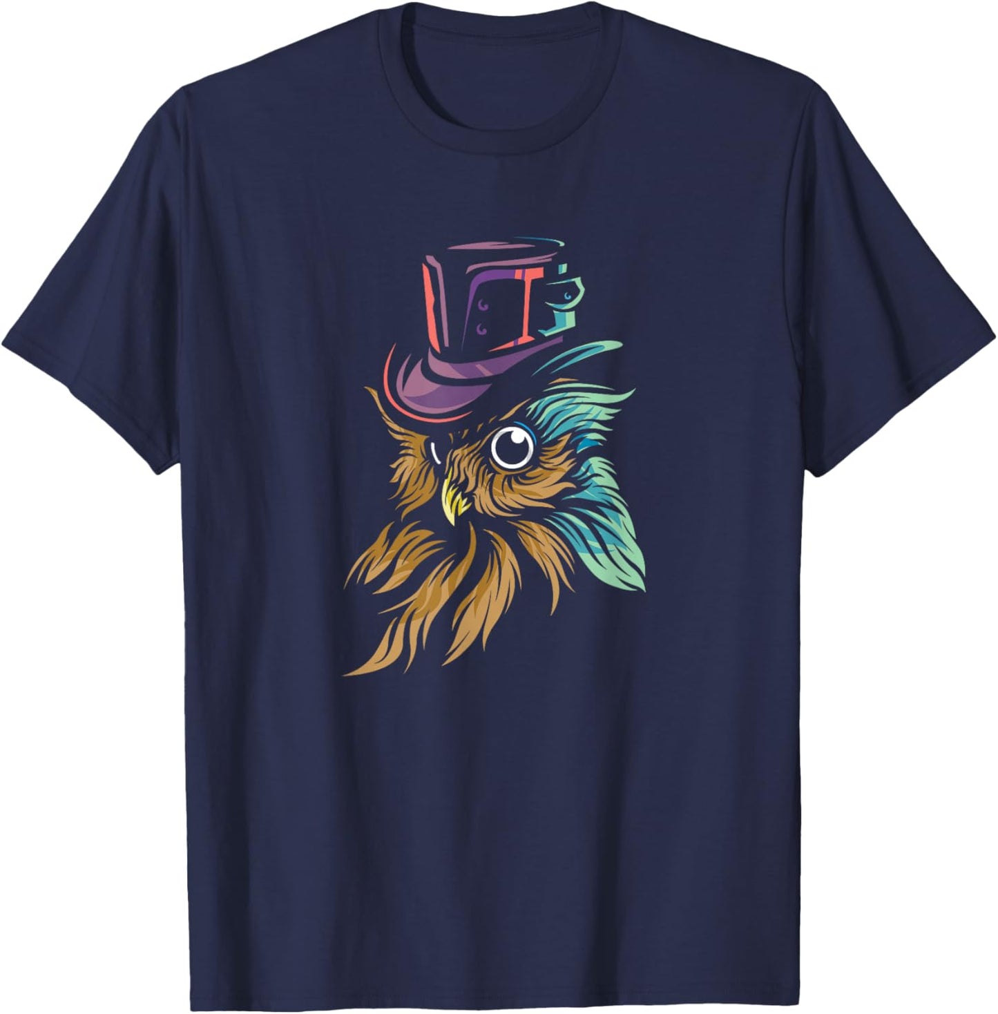 Steampunk Fantasy Owl Gothic Owl T-Shirt - T-Shirt | Navy