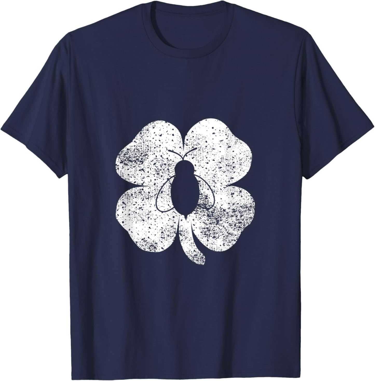 Honeybee Shamrock Silhouette St. Patricks Day Bee Clover T-Shirt - T-Shirt | Navy