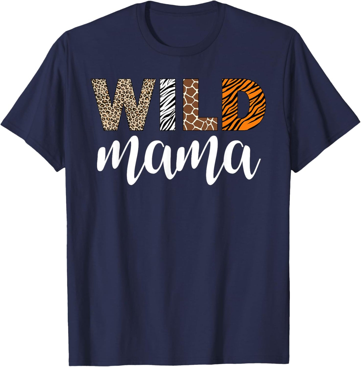 Mama of The Wild One Zoo Birthday Safari Jungle Family T-Shirt - T-Shirt | Navy