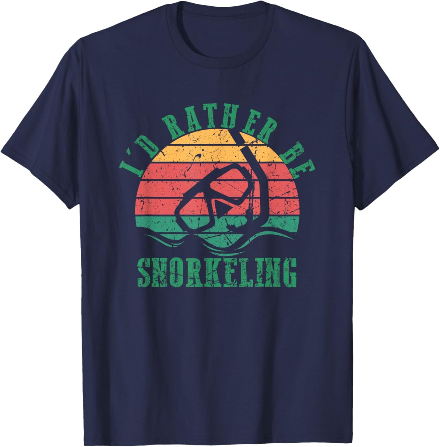 I'd Rather Be Snorkeling Funny Diving Retro Snorkeling Humor T-Shirt - T-Shirt | Navy