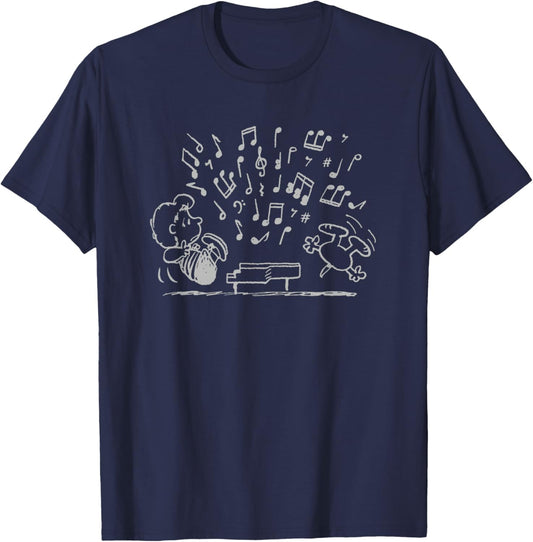 Peanuts Schroeder Playing Piano T-Shirt - T-Shirt | Navy