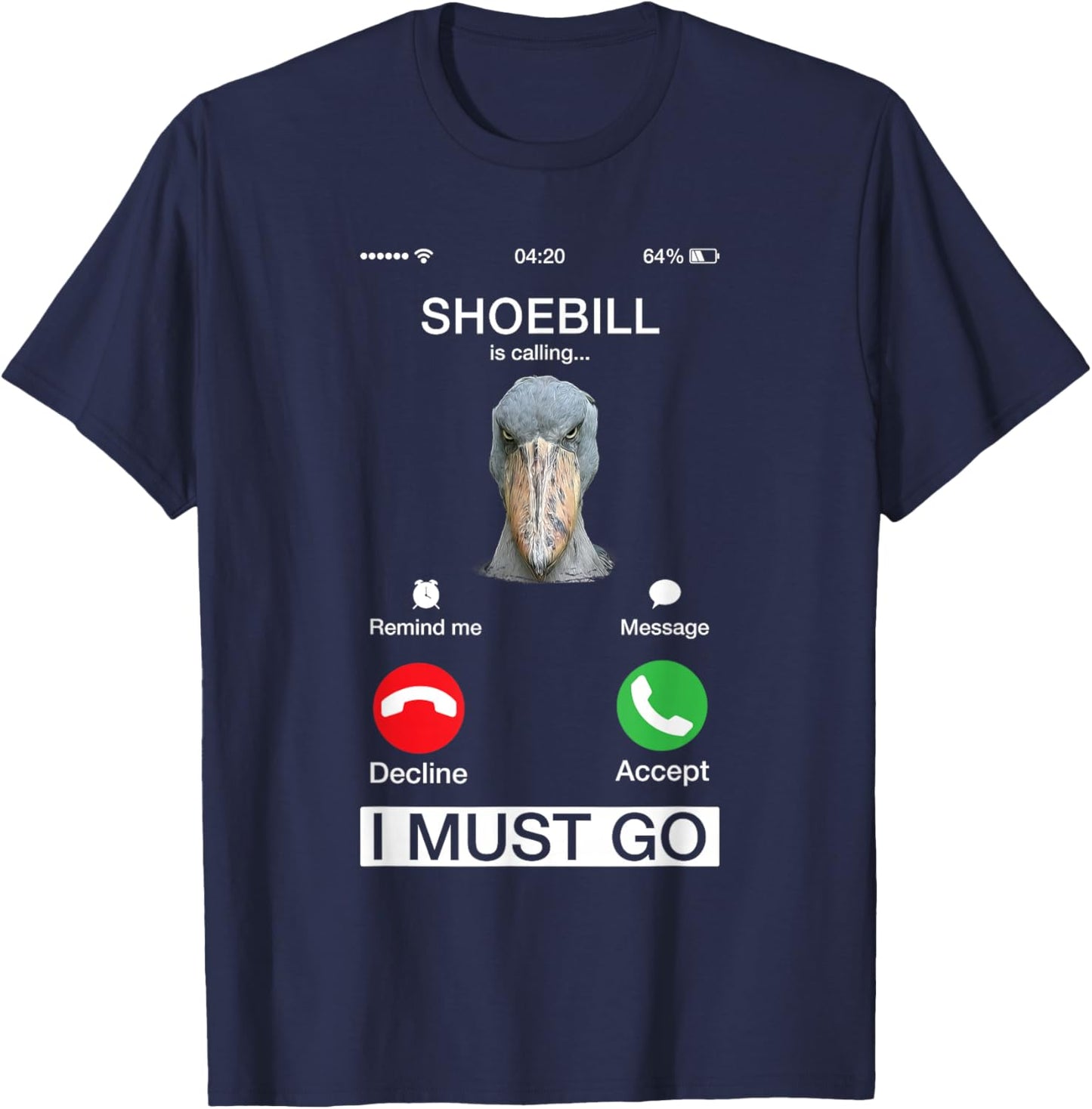 Shoebill Is Calling Large African Bird Wildlife Animal Lover T-Shirt - T-Shirt | Navy