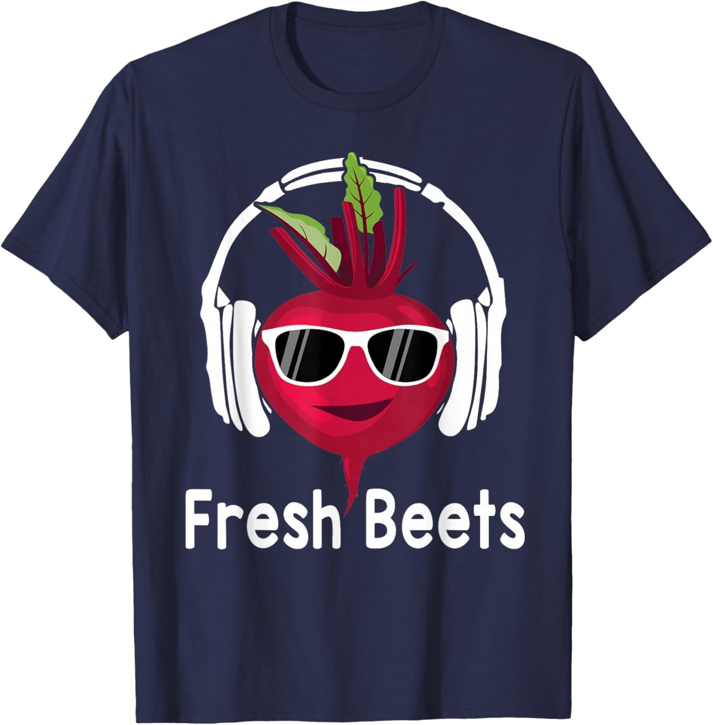 Fresh Beets - Funny Cool Beetroot Headphone Music Beat Pun T-Shirt - T-Shirt | Navy