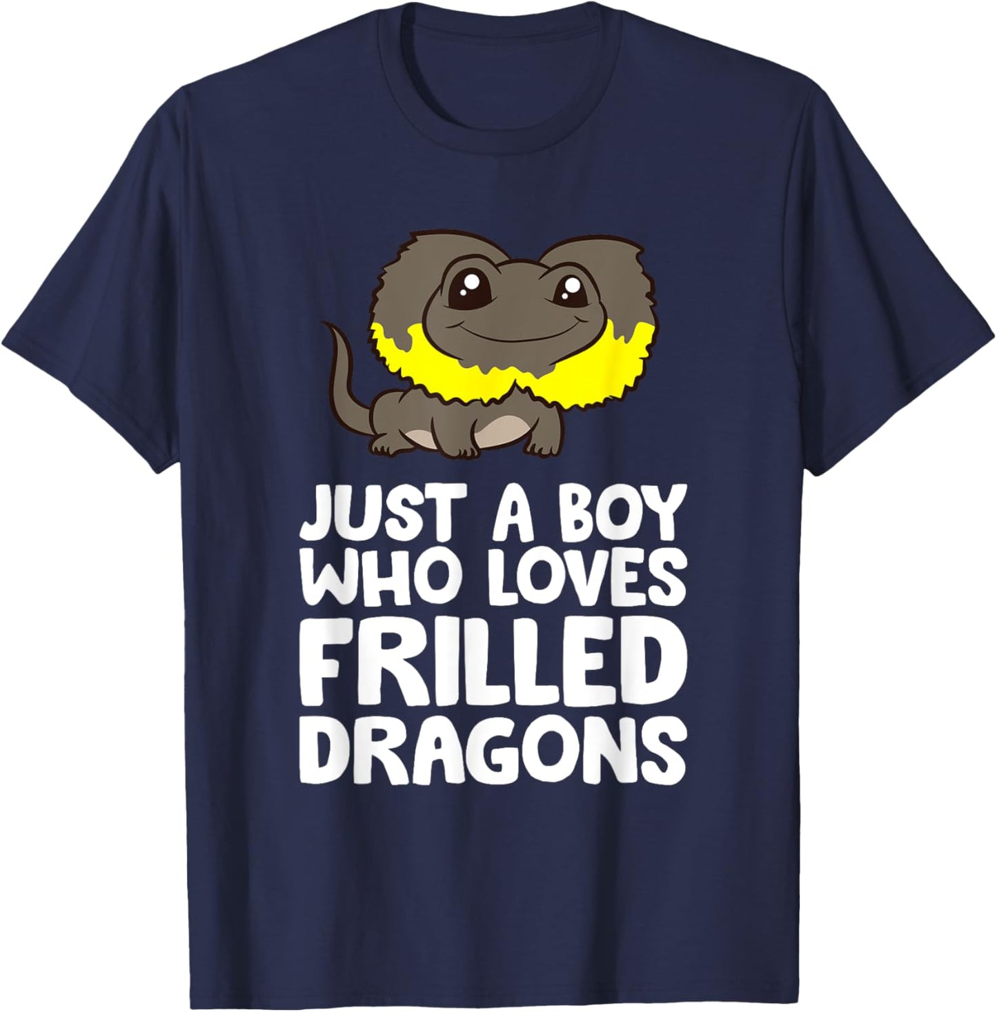 Just a Boy Who Loves Frilled Dragons Frilled Lizard T-Shirt - T-Shirt | Navy