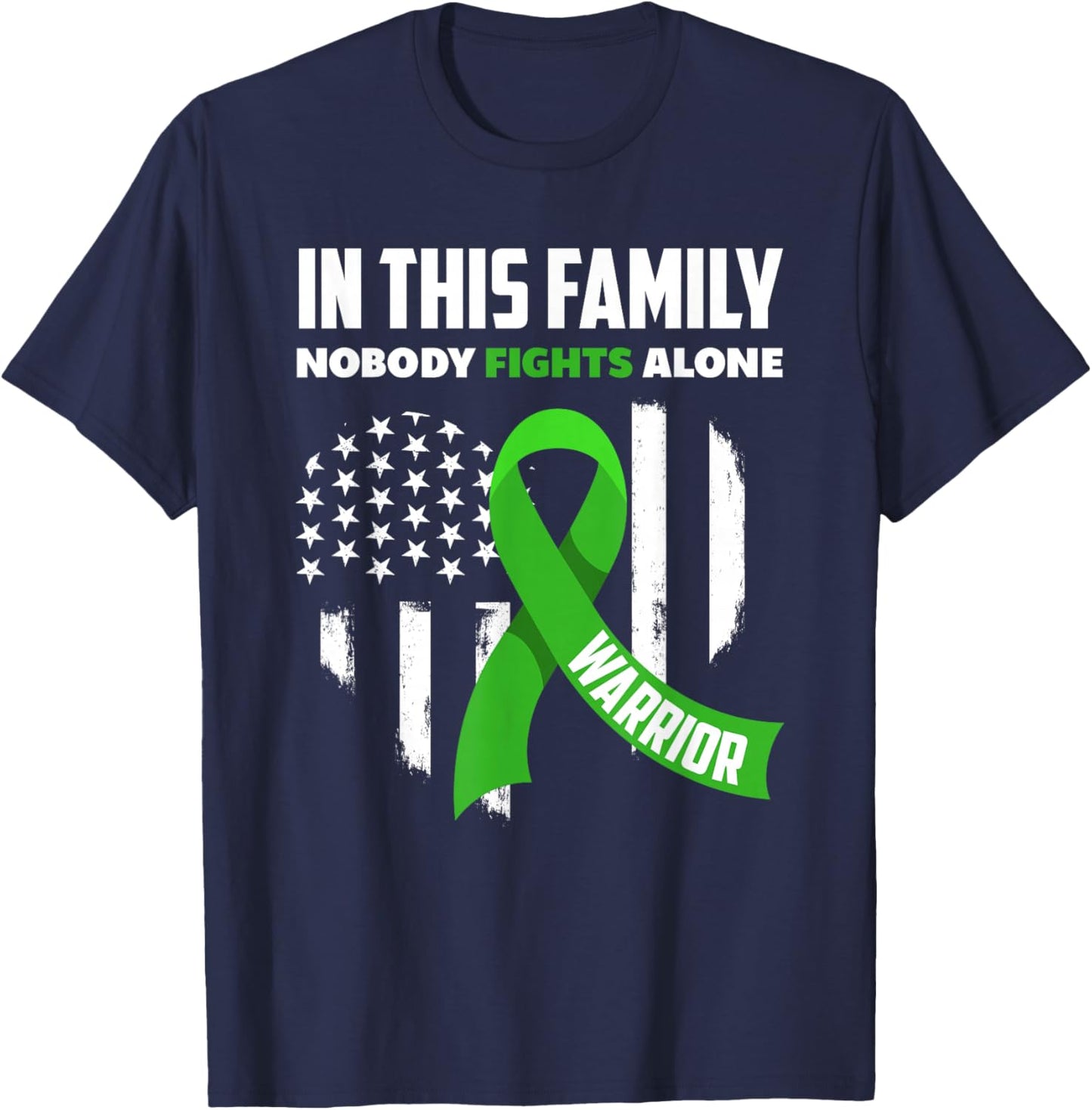 In This Family Nobody Fights Alone Brain Injury Warrior T-Shirt - T-Shirt | Navy