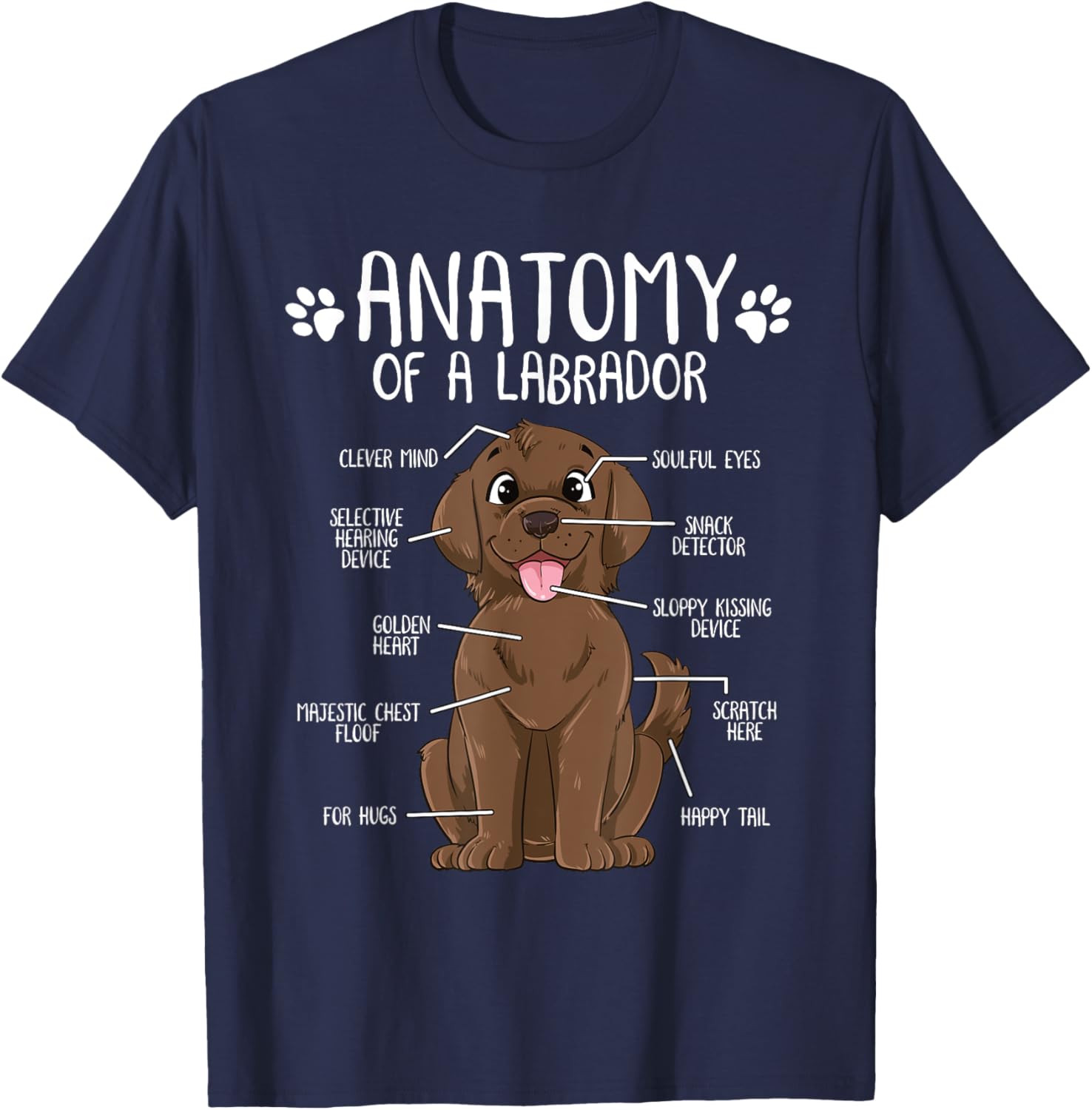 Funny Anatomy Labrador Retriever Chocolate Lab Dog Owner Women Girls Kids T-Shirt - T-Shirt | Navy