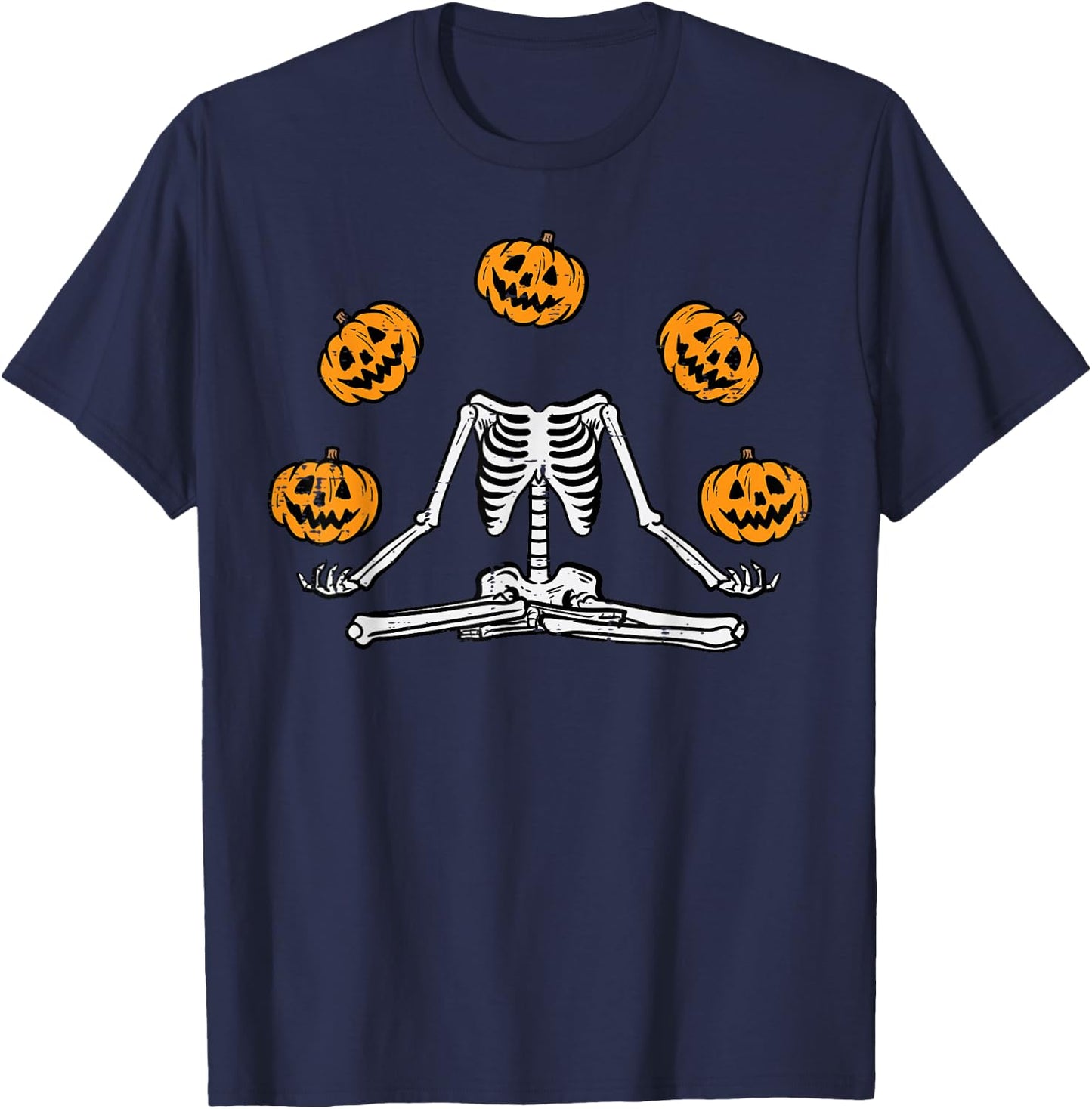 Halloween Skeleton Juggling Pumpkins Costume Men Women Kids T-Shirt - T-Shirt | Navy
