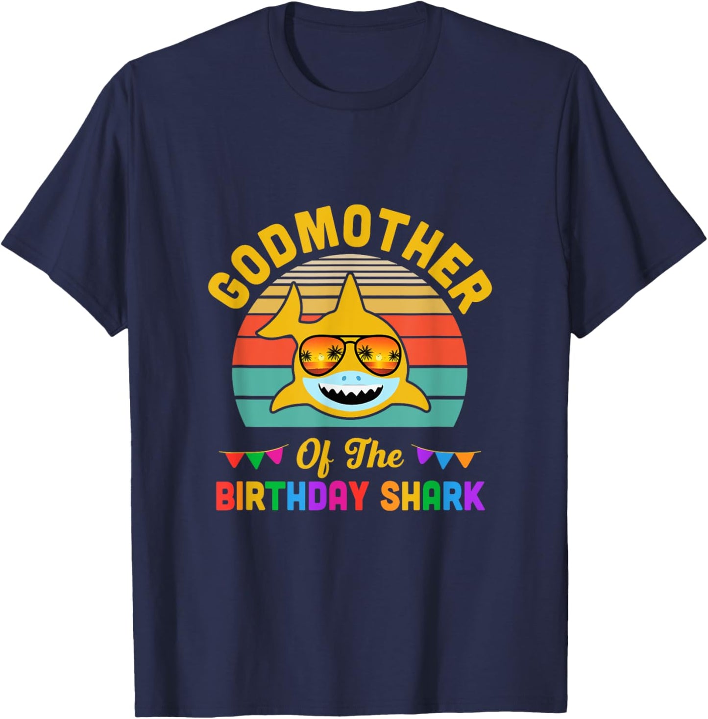 Godmother Of The Shark Birthday Mom Matching Family T-Shirt - T-Shirt | Navy