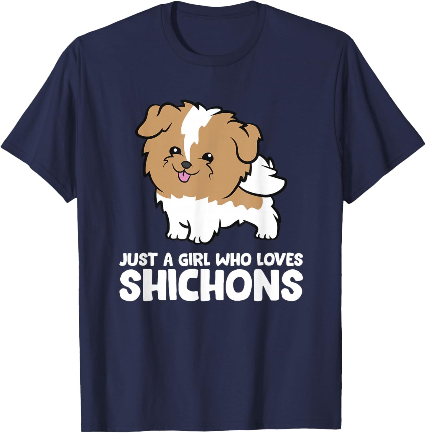 Just a Girl Who Loves Shichons T-Shirt - T-Shirt | Navy