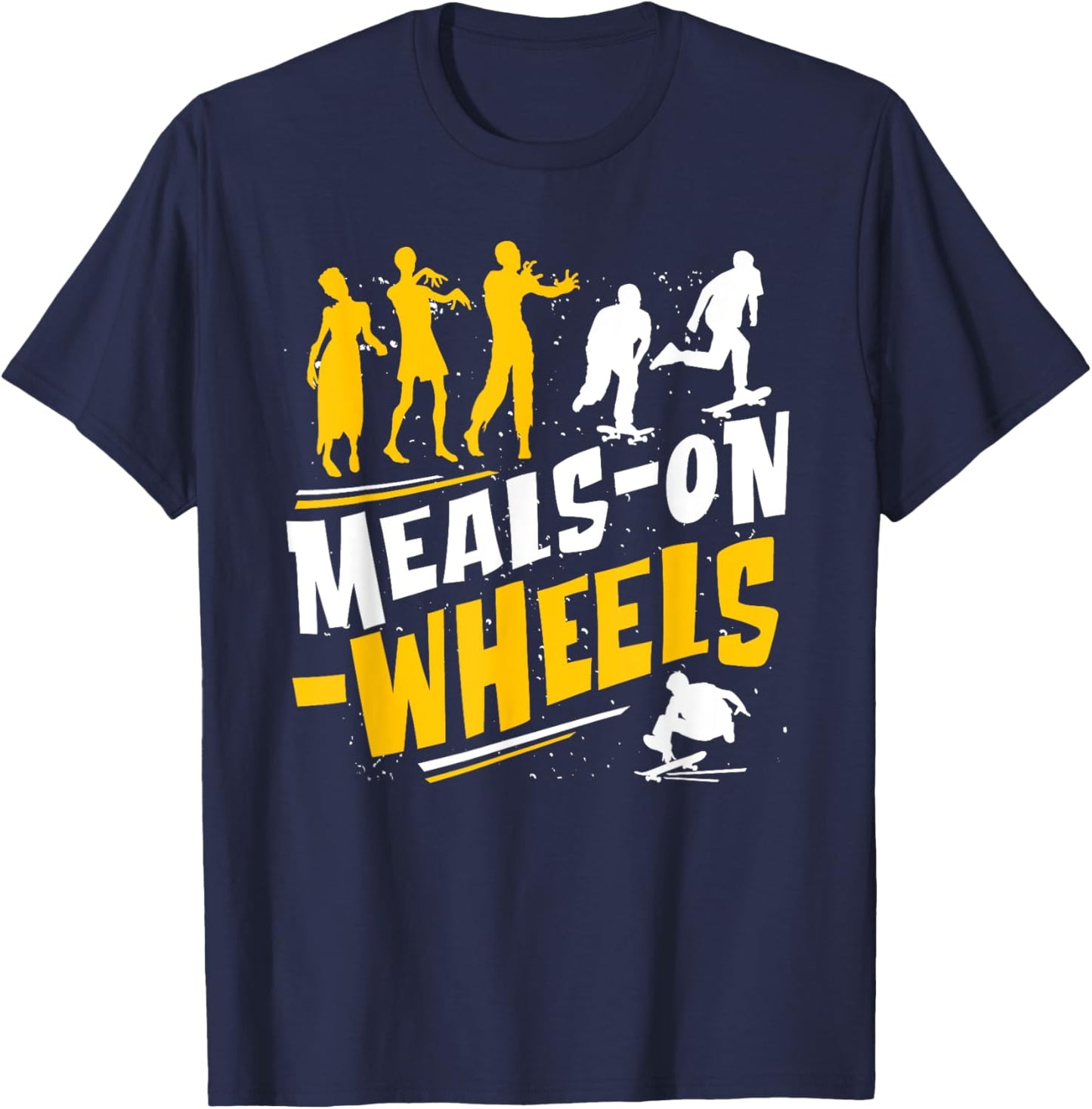 Meals-on-Wheels Funny zombie and Skateboarder Graphic T-Shirt - T-Shirt | Navy