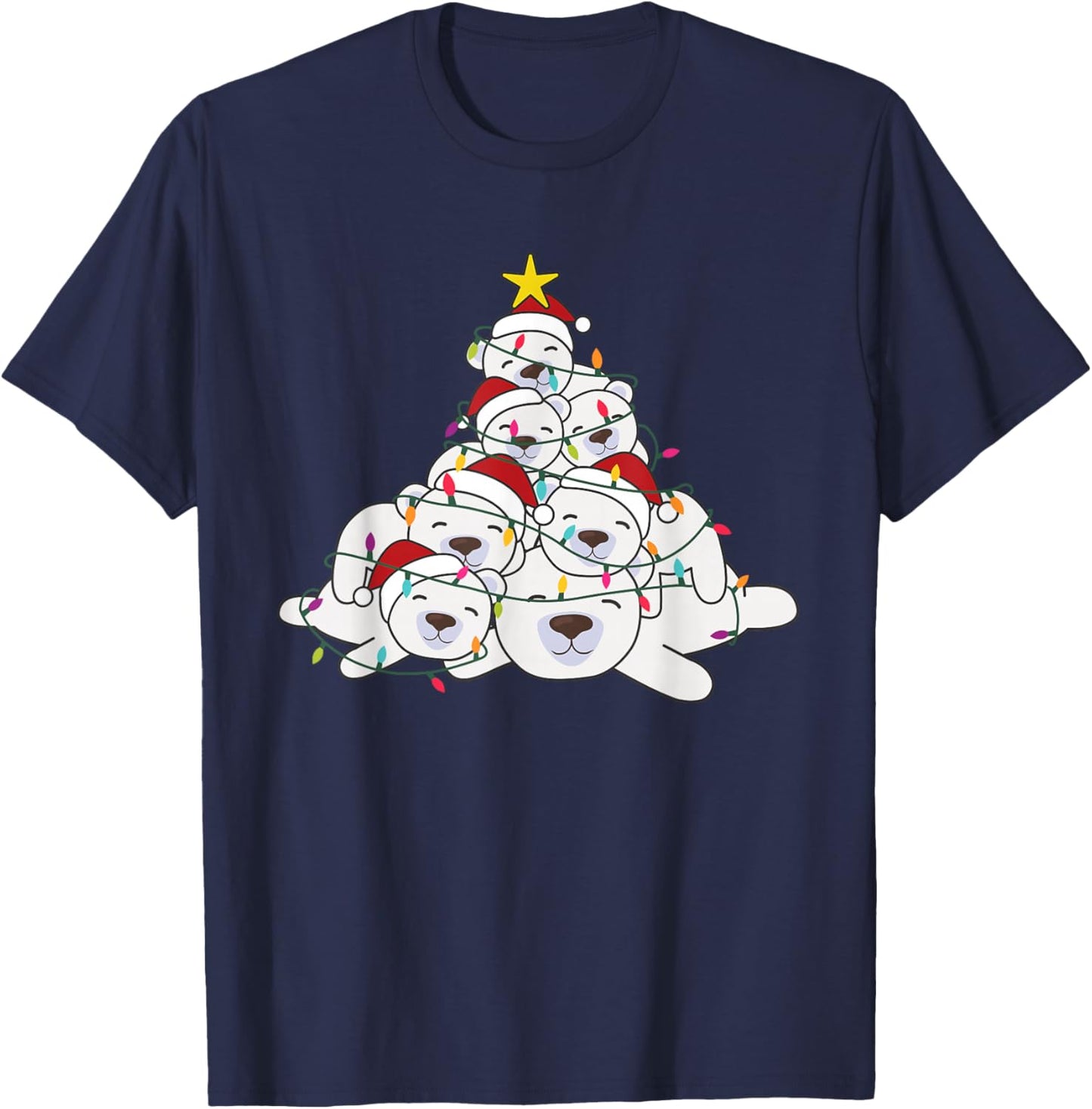 Polar Bear Christmas Tree Funny Animal Christmas Polar Bears T-Shirt - T-Shirt | Navy