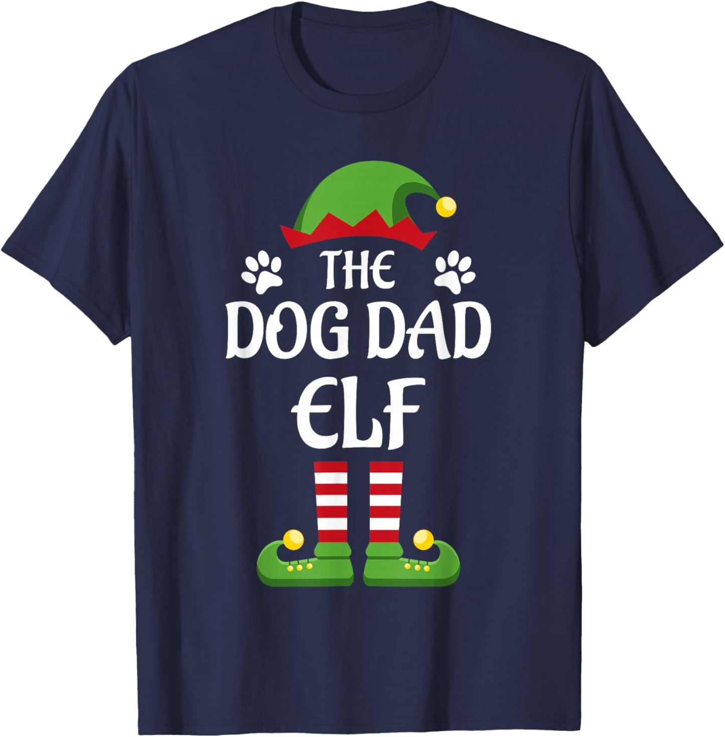 Dog Dad Elf Family Matching Group Christmas T-Shirt - T-Shirt | Navy
