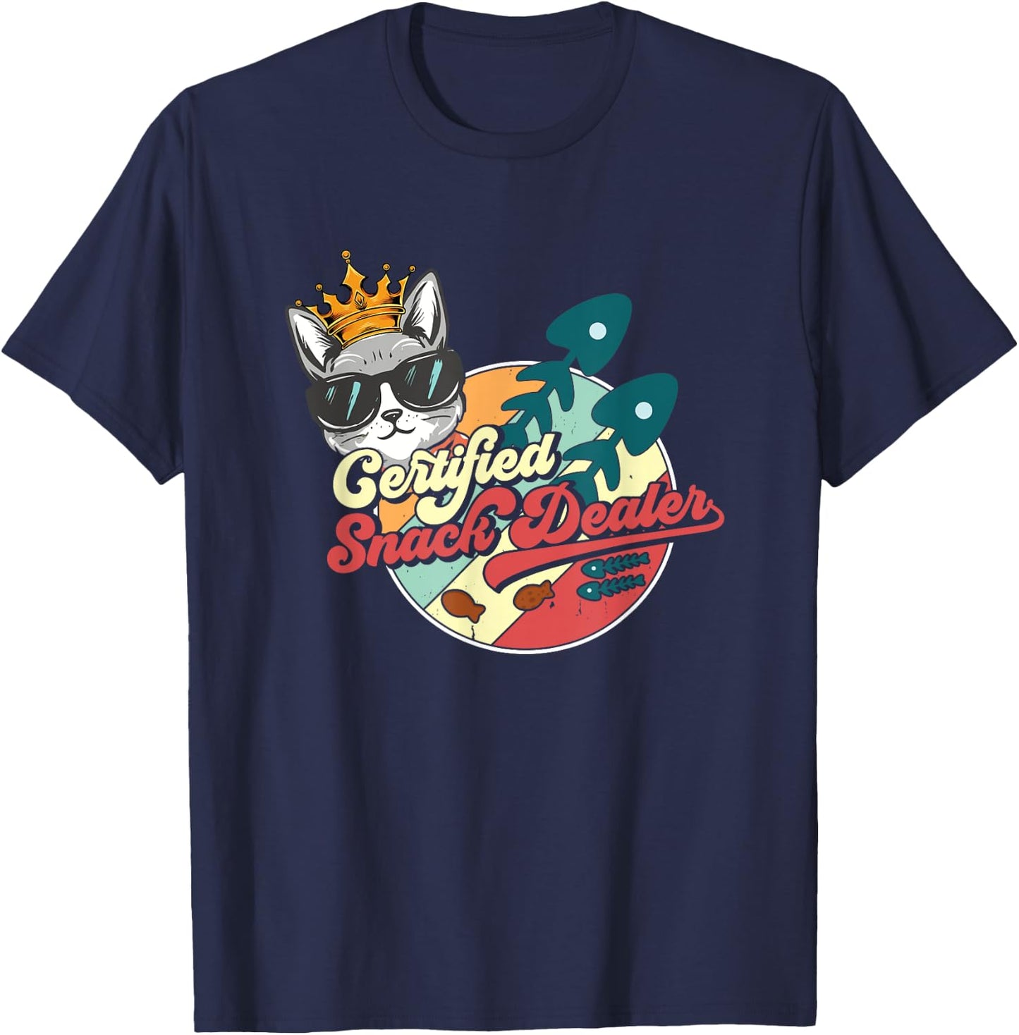 Snack Dealer Mom Fur Dad Cat Dog Lover Pet Snack Dealer T-Shirt - T-Shirt | Navy