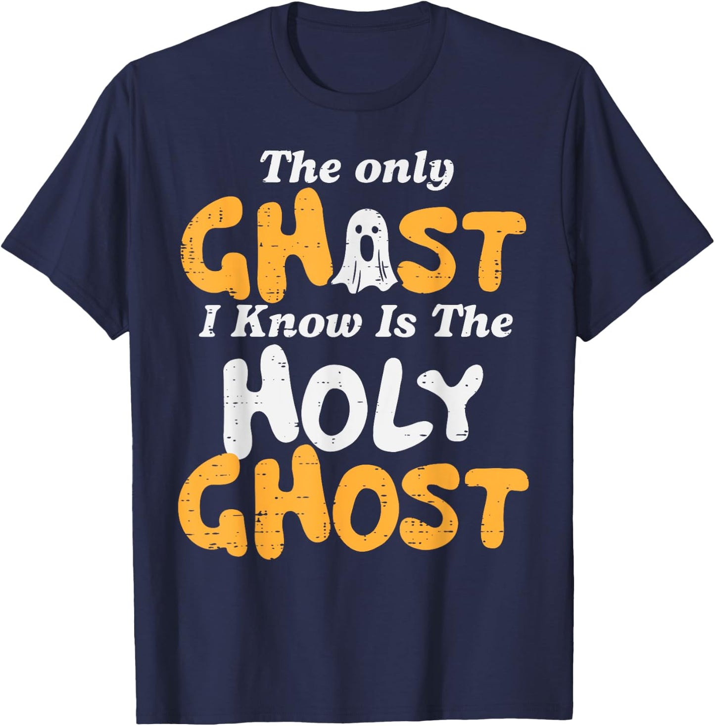 Halloween Ghost I Know Holy Christian Costume Men Women Kids T-Shirt - T-Shirt | Navy
