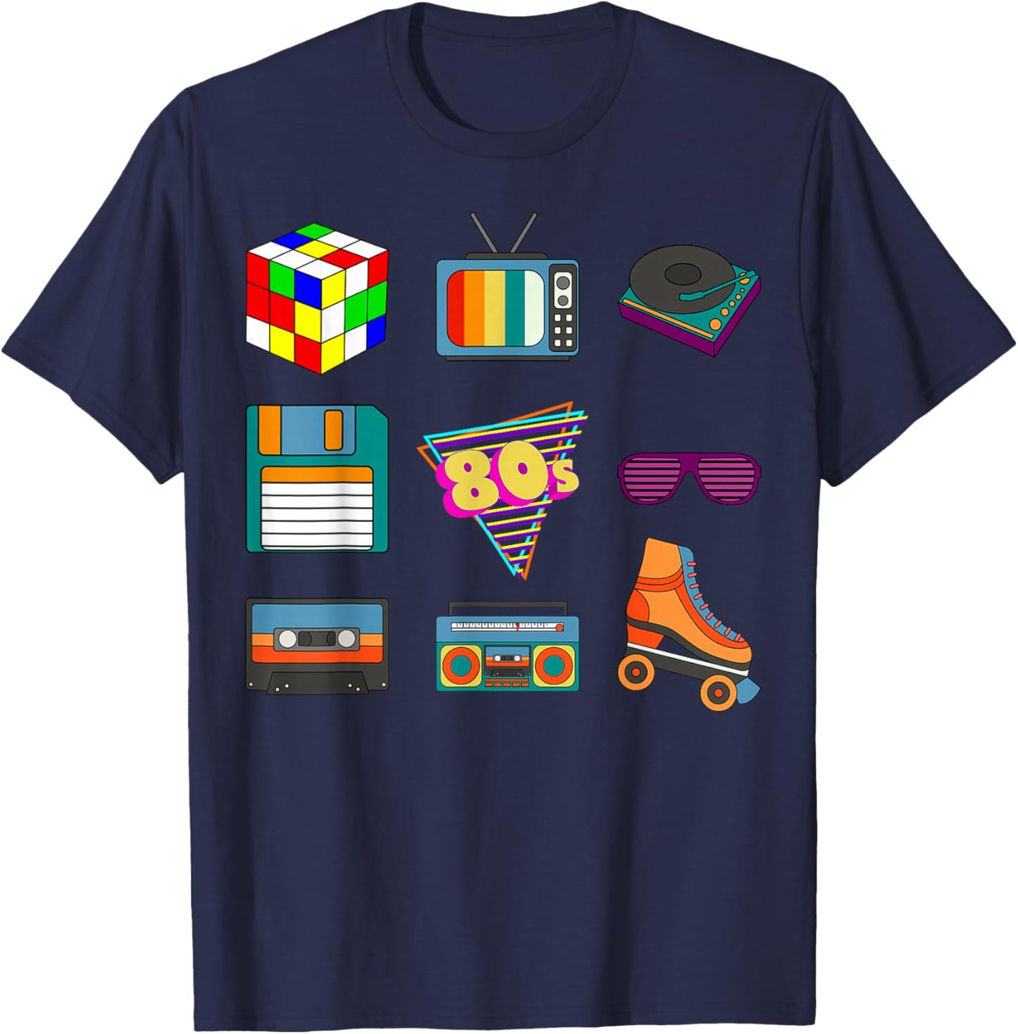 80's Retro Fashion Throwback Culture Disco Music Party Lover Short Sleeve T-Shirt - T-Shirt | Navy