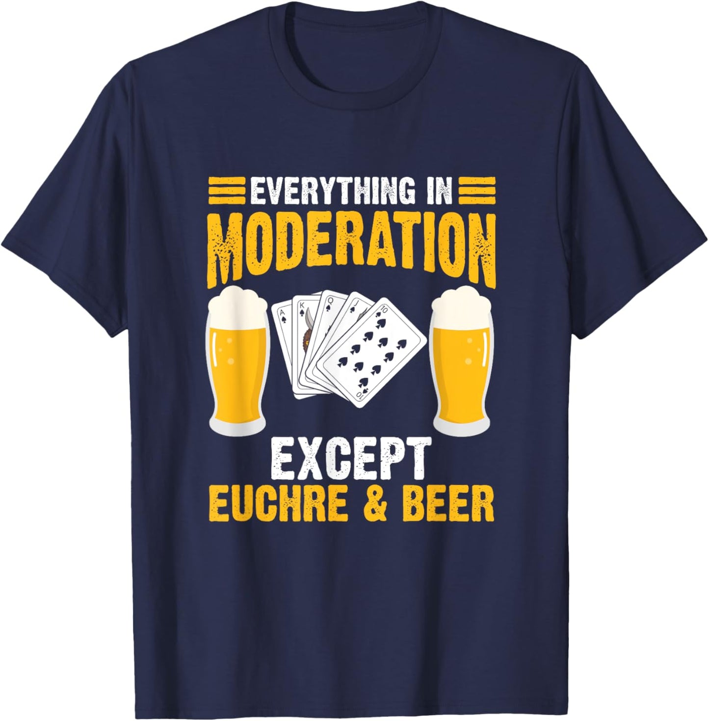 Euchre Beer Funny Euchre Card Game Euchre Players T-Shirt - T-Shirt | Navy