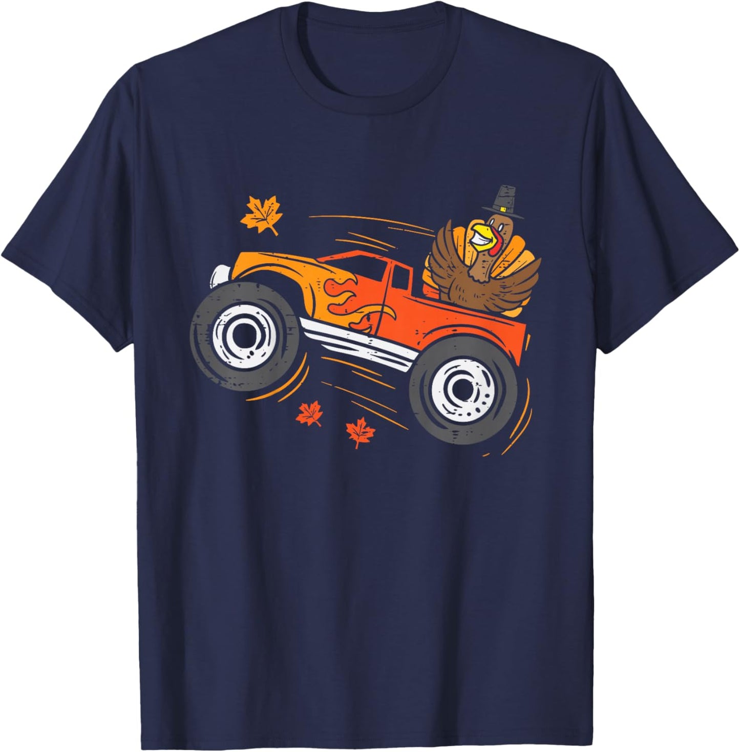 Turkey Monster Truck Funny Boys Thanksgiving Toddler Kids T-Shirt - T-Shirt | Navy
