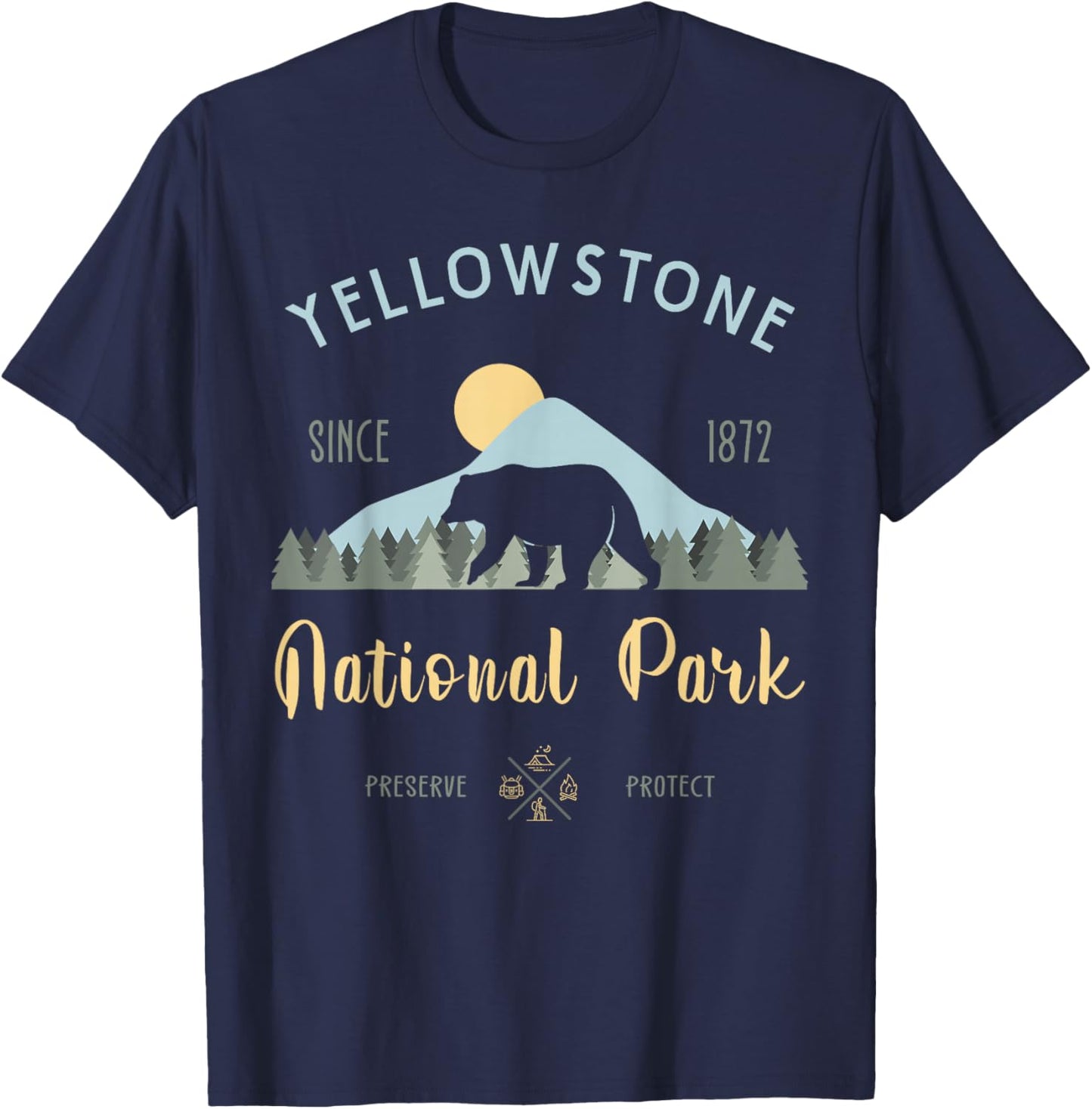 Outdoor National Park Yellowstone National Park T-Shirt - T-Shirt | Navy