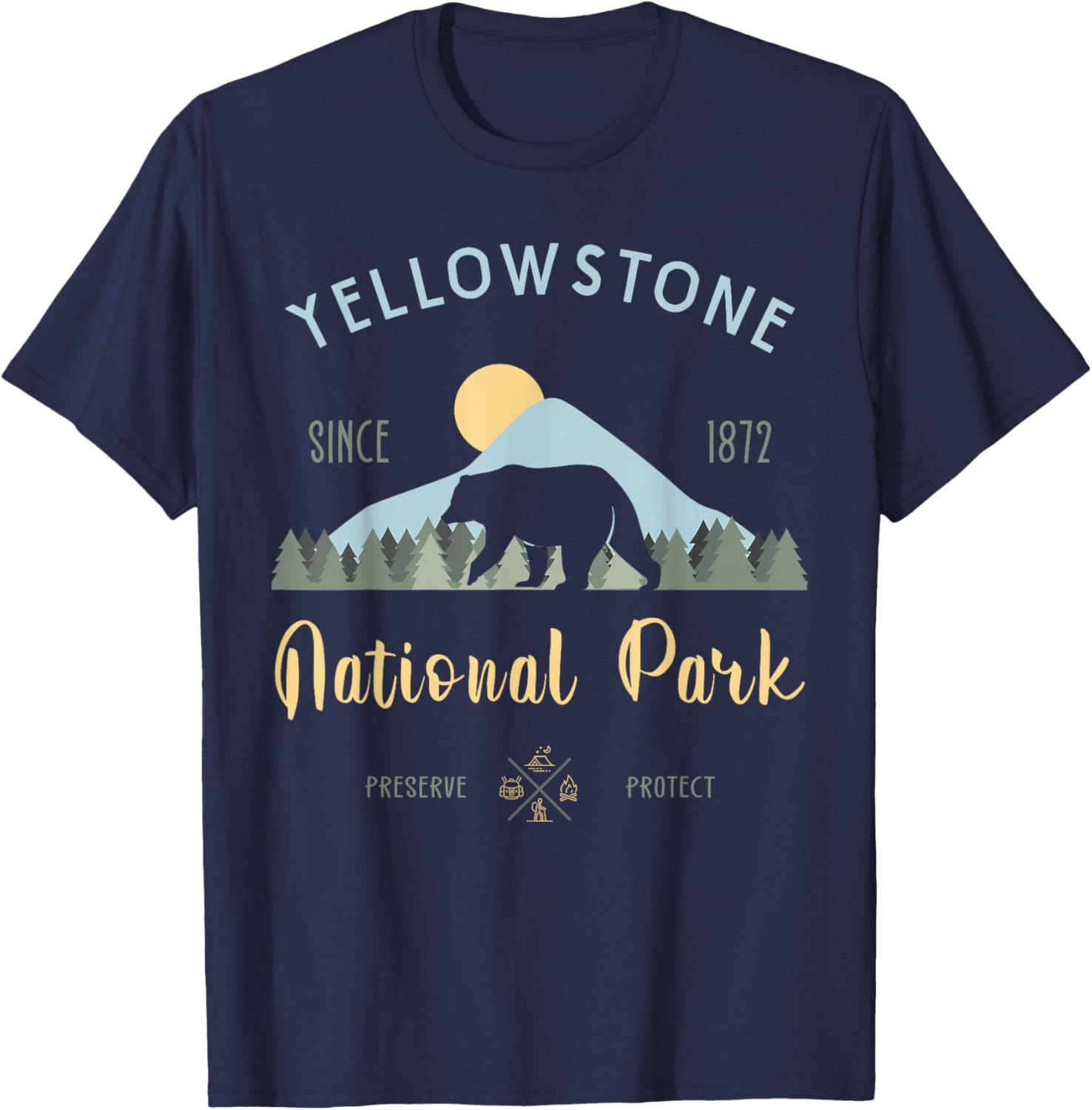 Outdoor National Park Yellowstone National Park T-Shirt - T-Shirt | Navy
