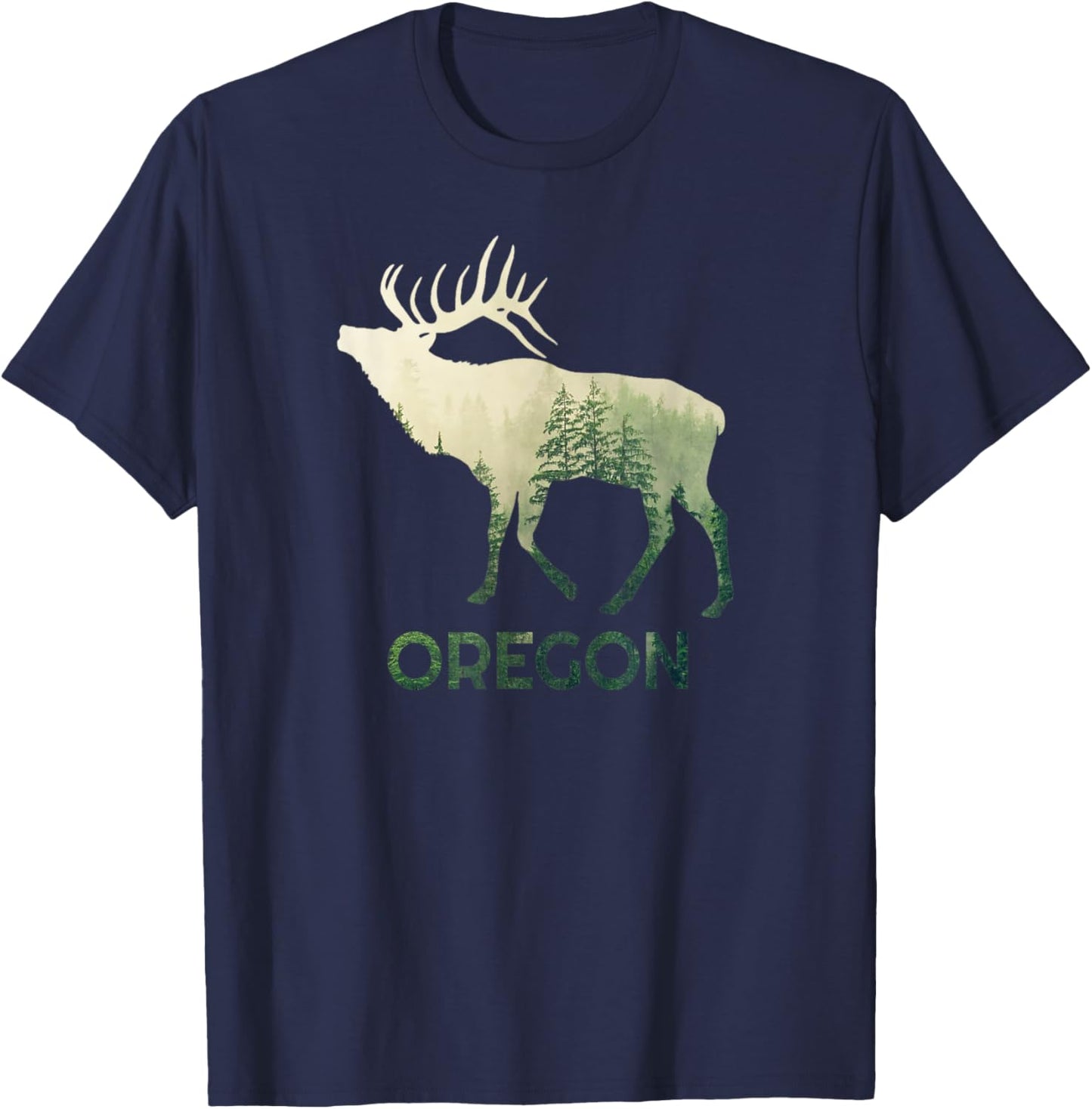 Oregon Pride Elk Forest Wildlife Nature Mountain Proud T-Shirt - T-Shirt | Navy