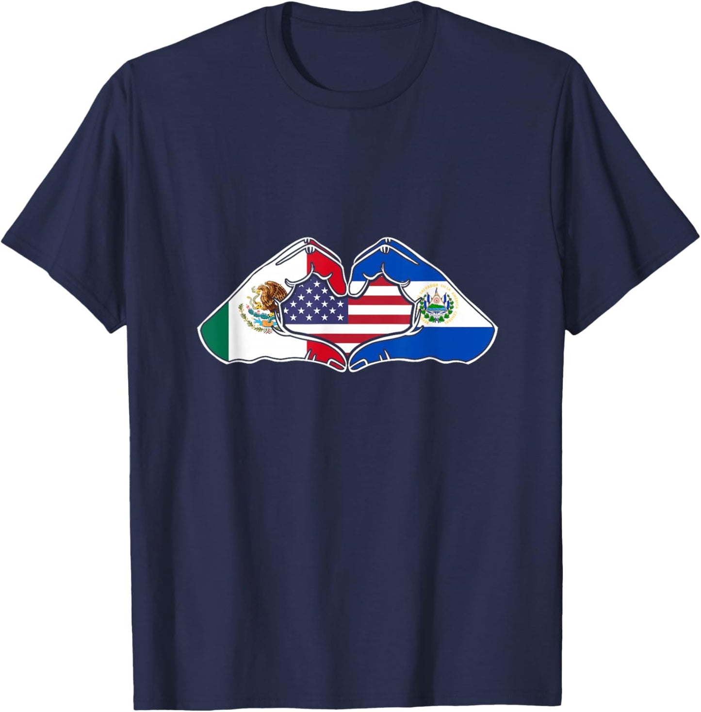 Heart Hands Mexico, El Salvador and The USA. T-Shirt - T-Shirt | Navy