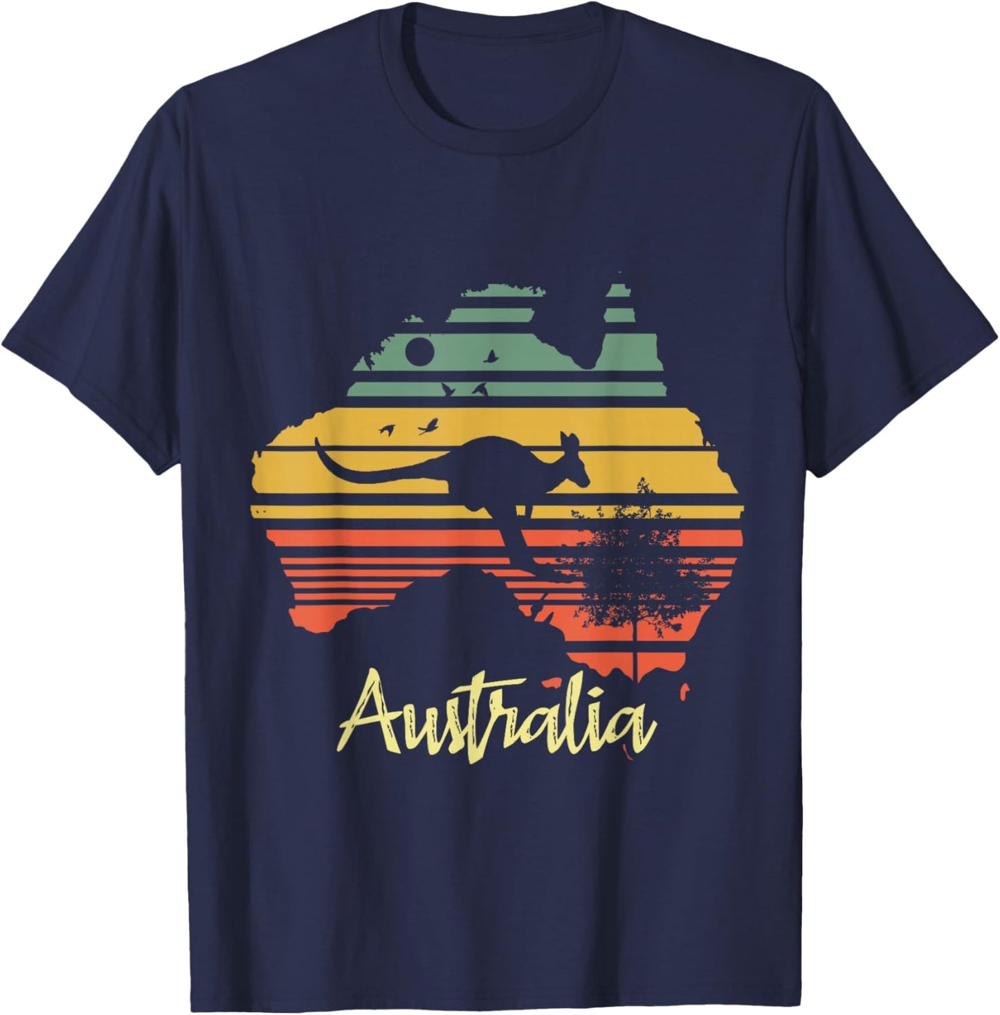 Vintage Land Map Australia Day Australian Kangaroo T-Shirt - T-Shirt | Navy