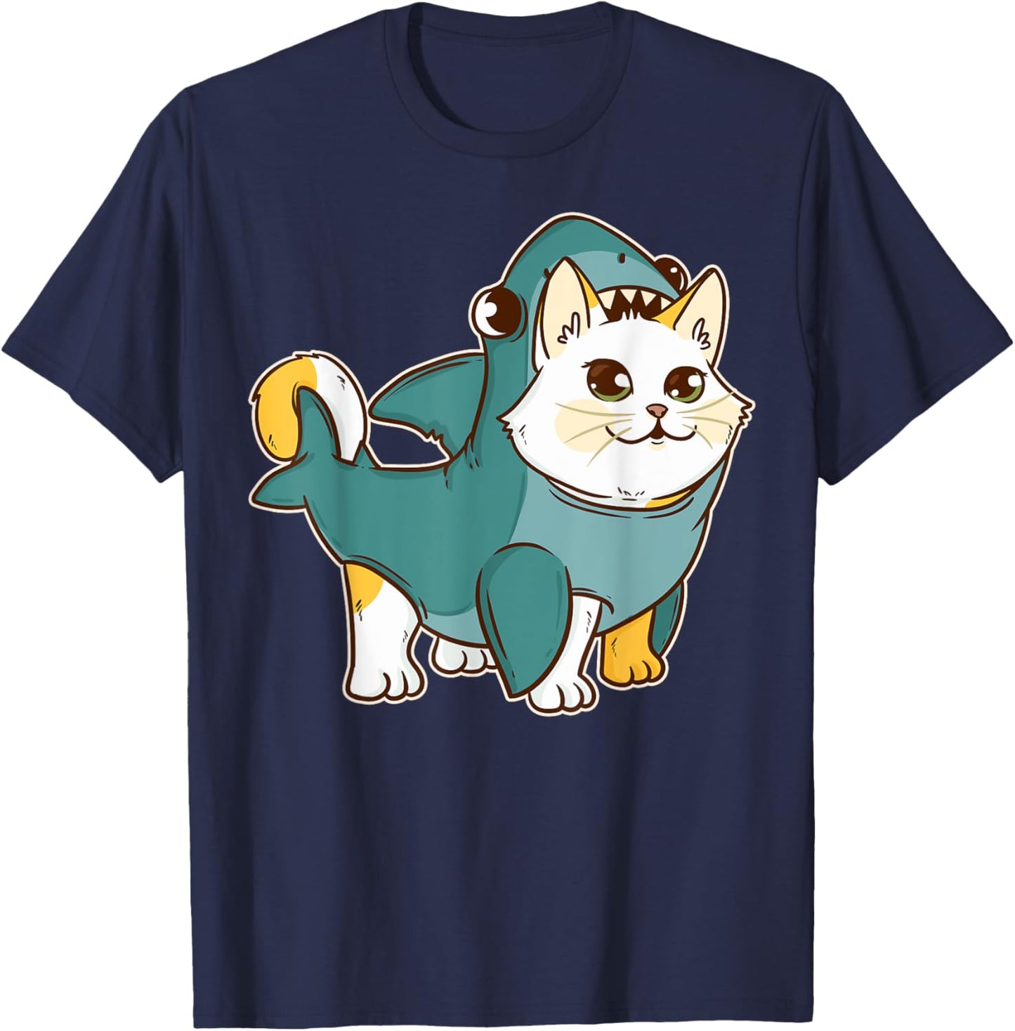 Cat Shark Kawaii Kitten Funny Halloween Costume Men Women Kids T-Shirt - T-Shirt | Navy