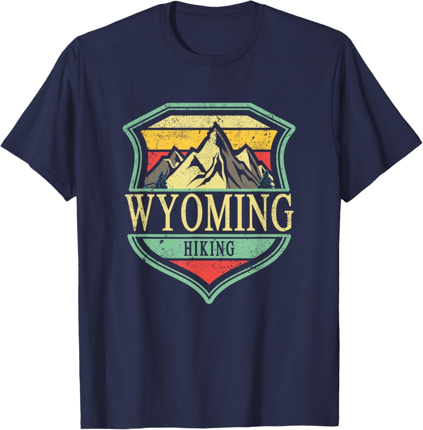 American State Wyoming - Mountain Hiking T-Shirt - T-Shirt | Navy