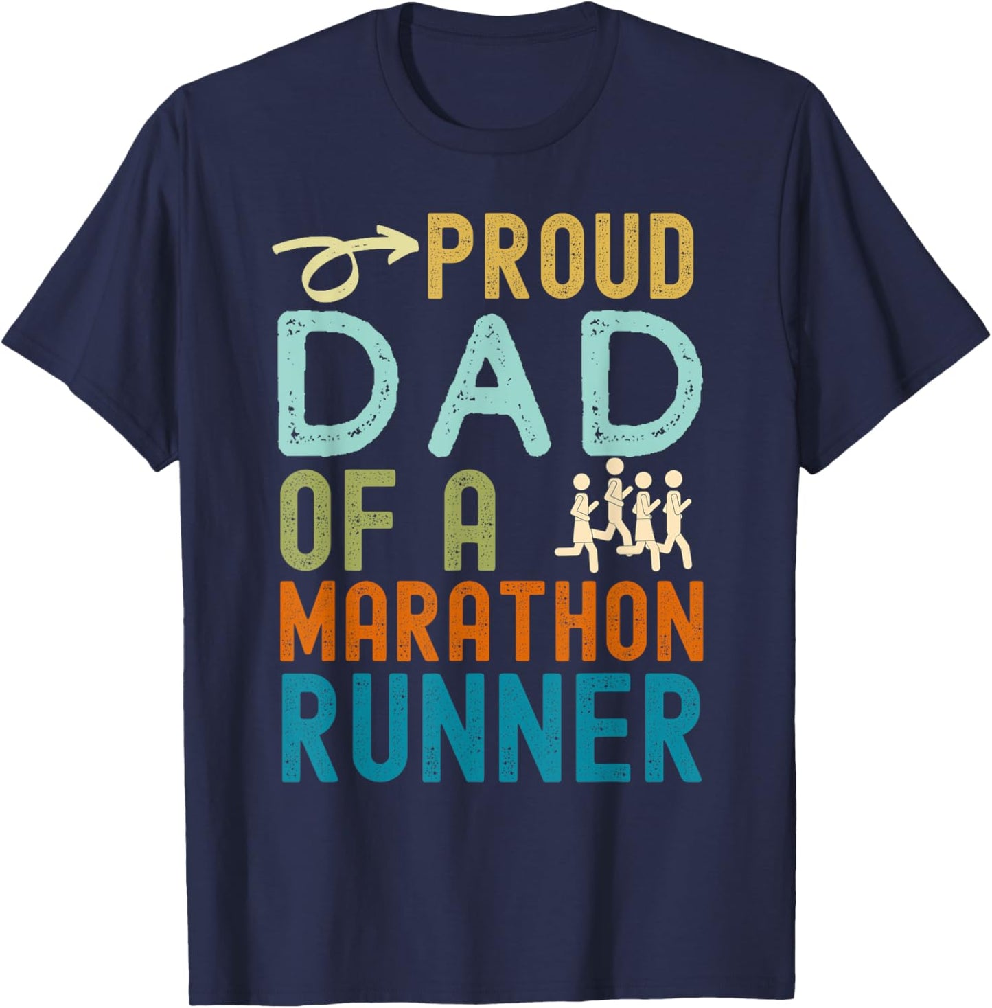 Proud Dad of a marathon runner retro vintage distressed T-Shirt - T-Shirt | Navy