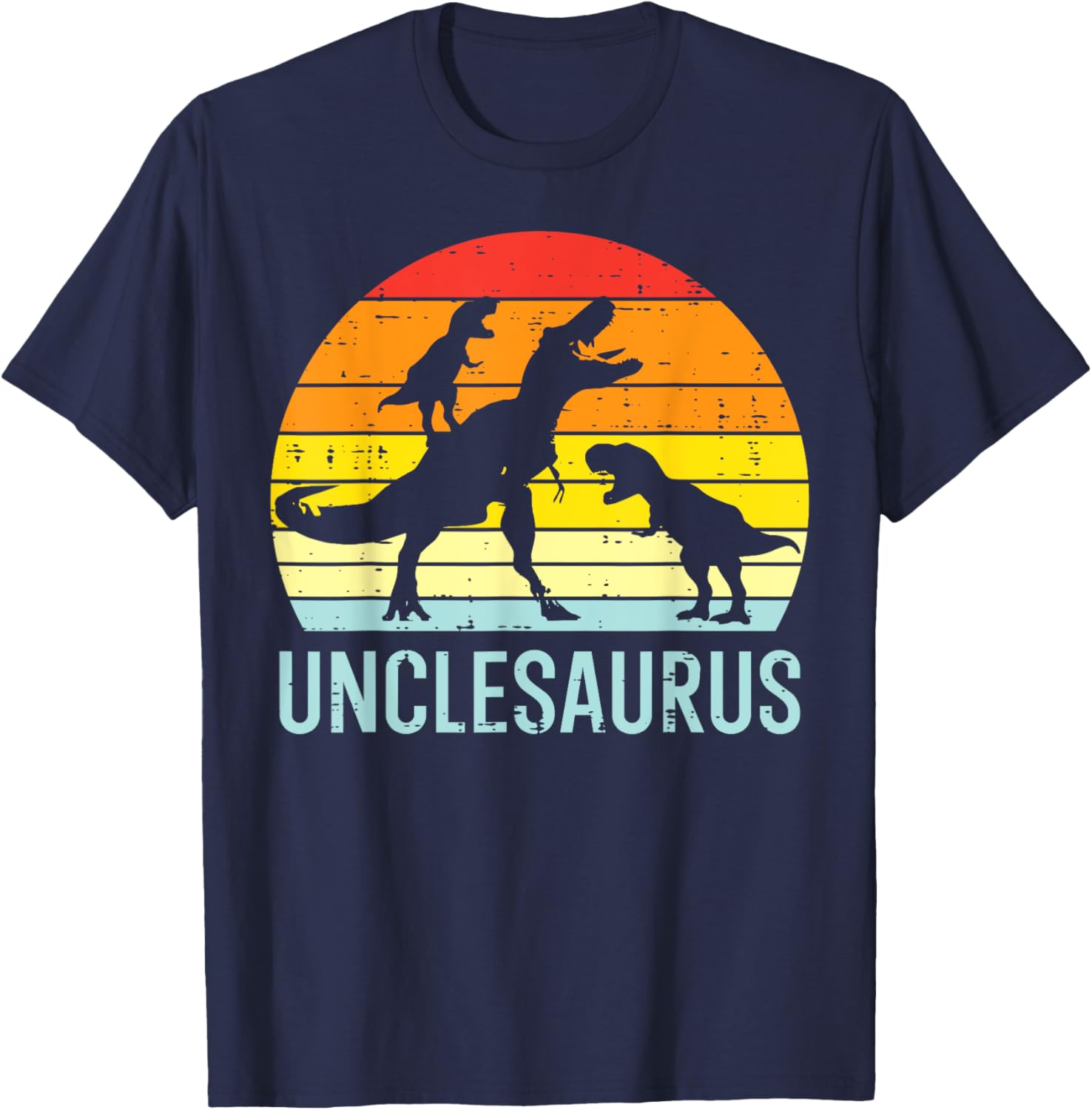 Unclesaurus Trex Uncle Sunset Retro Fathers Day Dinosaur Men T-Shirt - T-Shirt | Navy