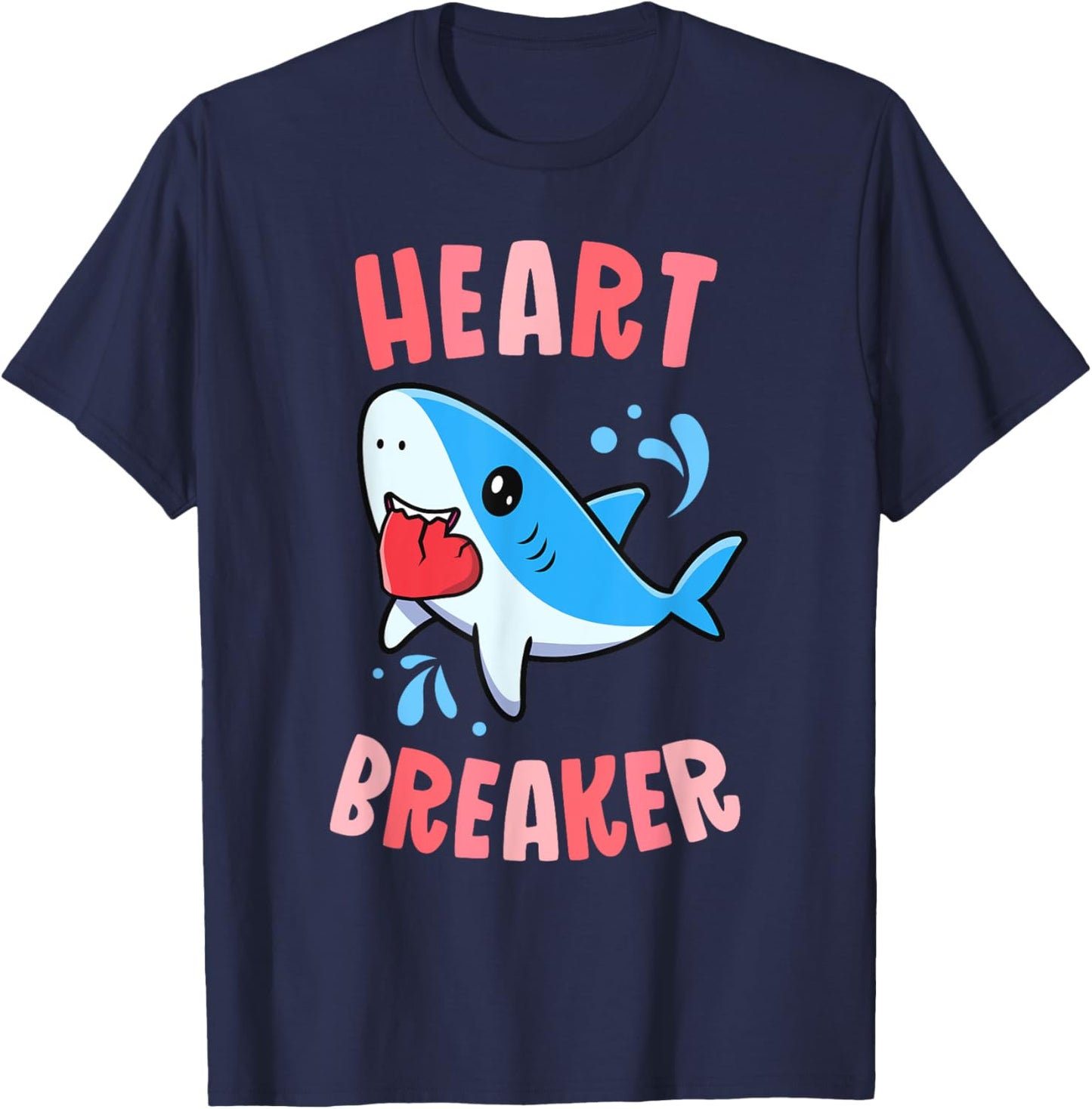 Heart Breaker Funny Valentines Day Kawaii Shark Boys T-Shirt - T-Shirt | Navy