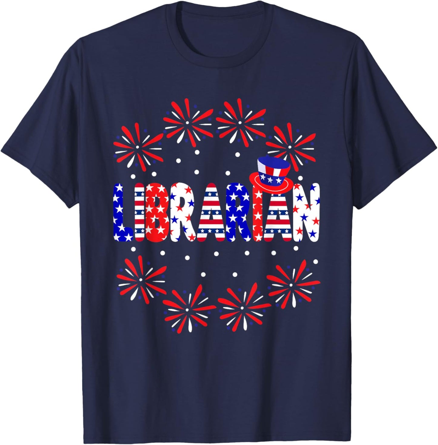 4th Of July Librarian Red White Blue USA Flag Patriotic Men T-Shirt - T-Shirt | Navy