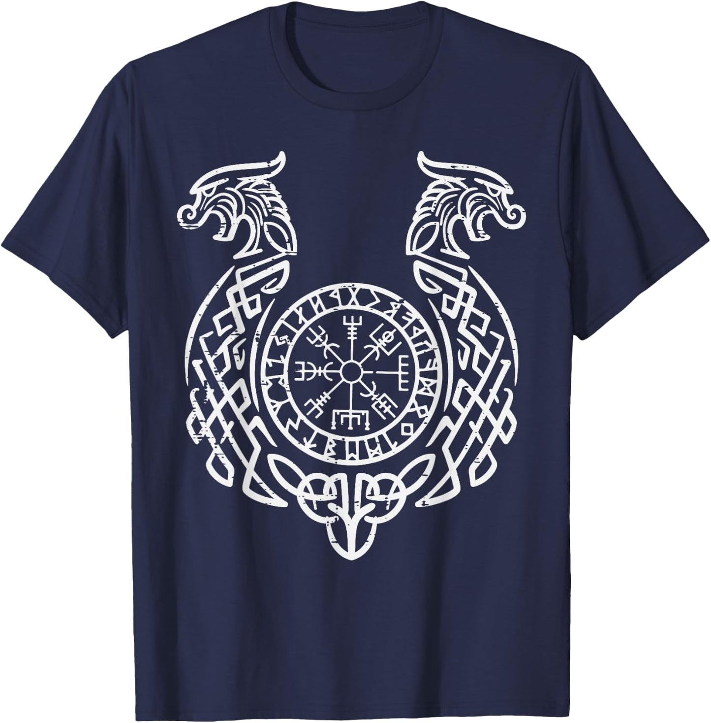 Viking Compass Helm Of Awe Norse Mythology Men Women Kids T-Shirt - T-Shirt | Navy