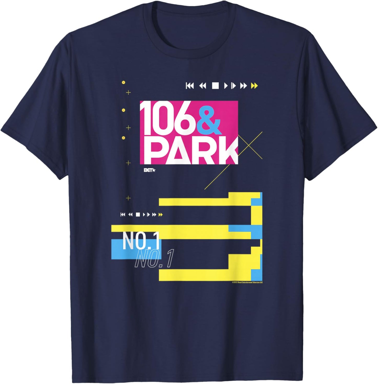 BET 106 & Park Composition - Women's -Adults Black Modern Letter Print - Small - - Short Sleeve - Classic Fit - Imported T-Shirt - T-Shirt | Navy