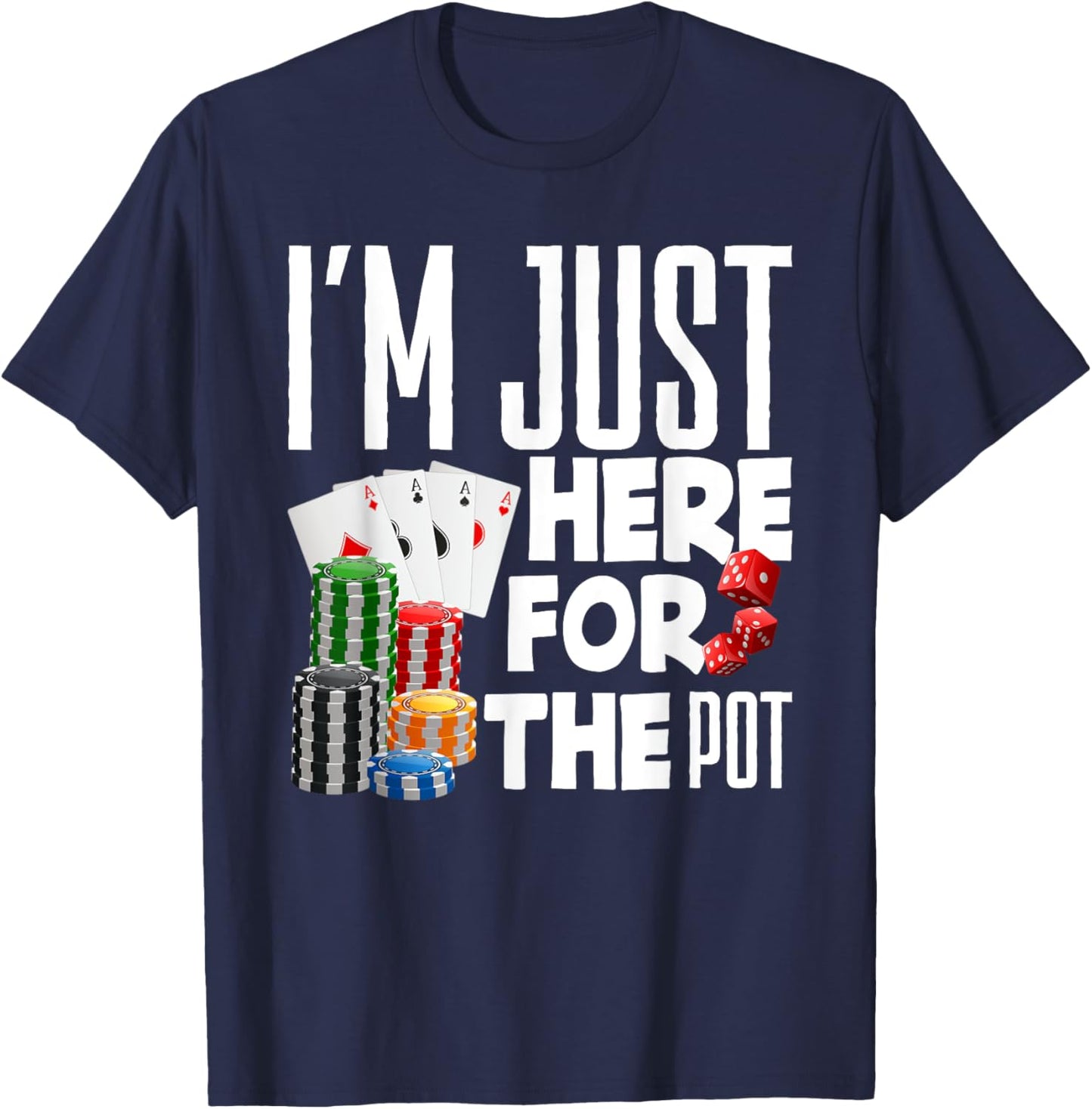 Poker Casino Texas Hold'em Gambling Pot Cards Player T-Shirt - T-Shirt | Navy